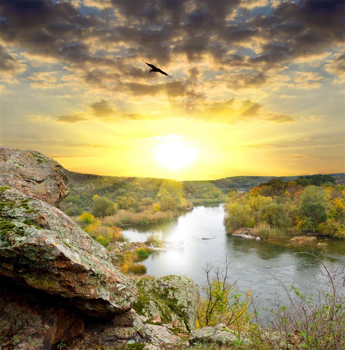 Fototapeta jesenné slnko sa mení na chladný západ slnka