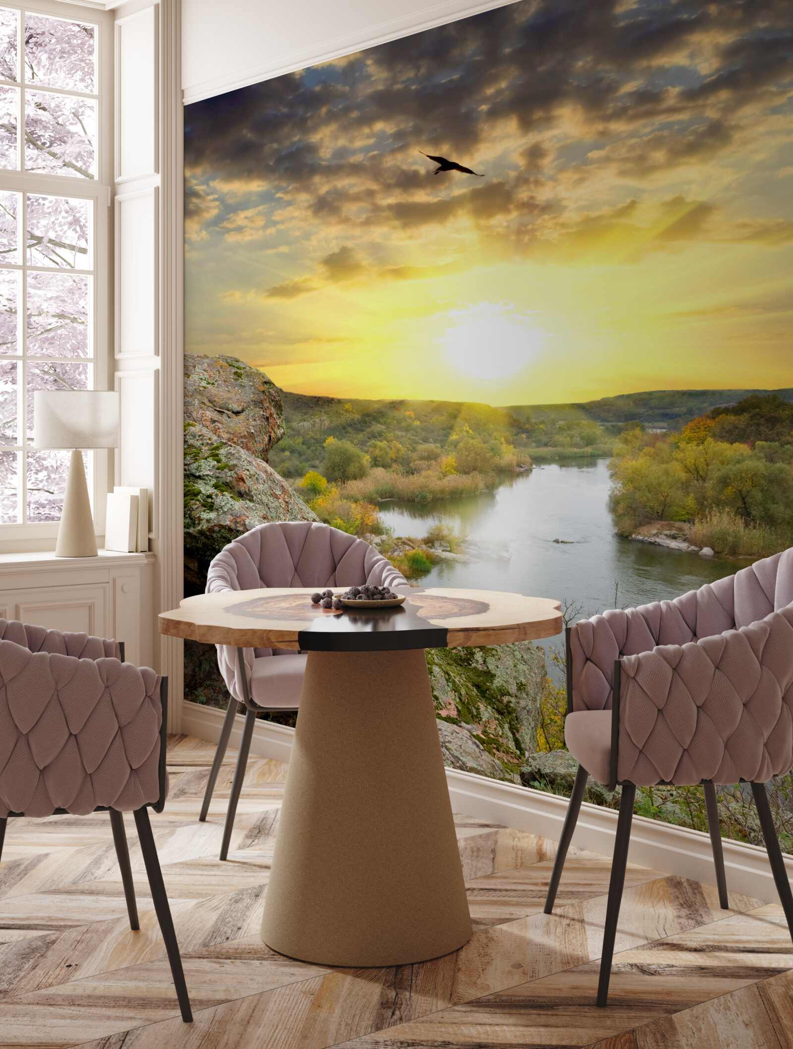 Fototapeta jesenné slnko sa mení na chladný západ slnka