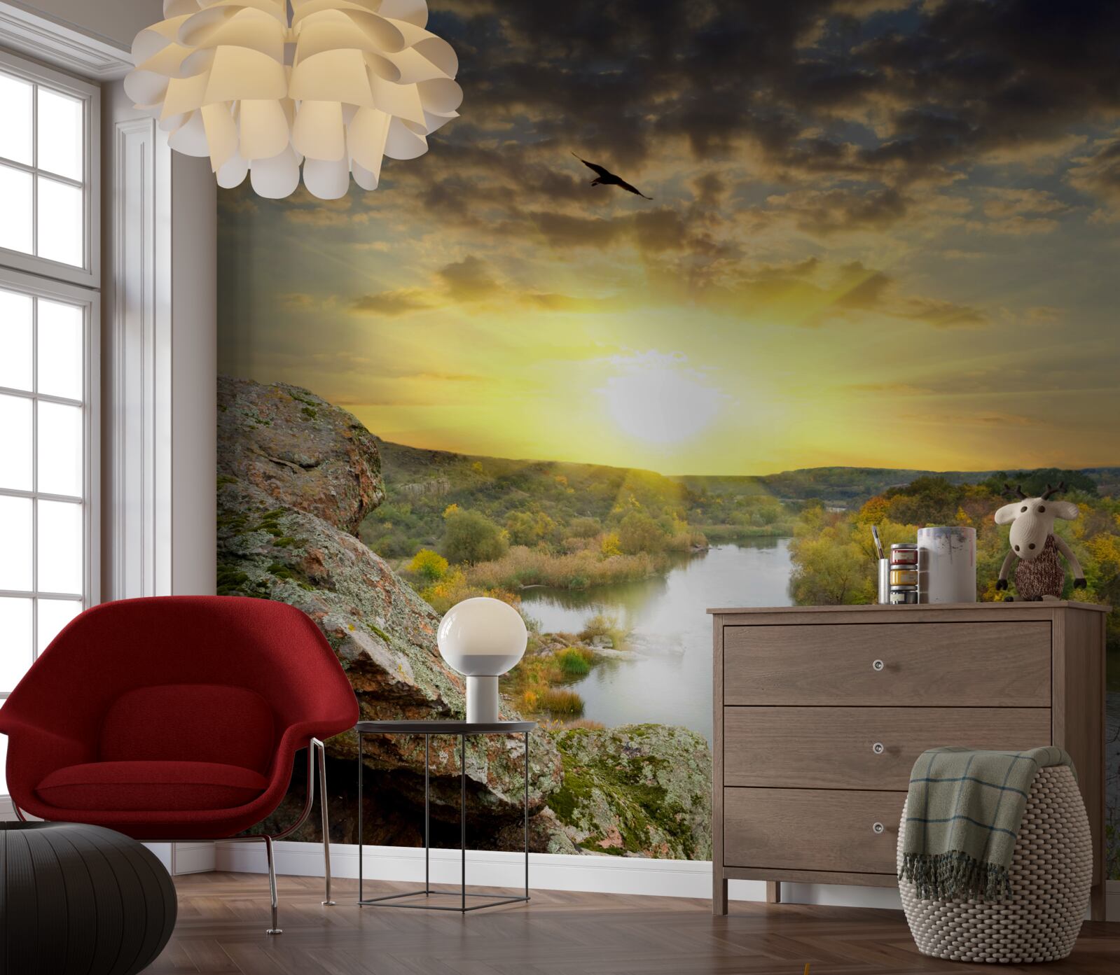 Fototapeta jesenné slnko sa mení na chladný západ slnka