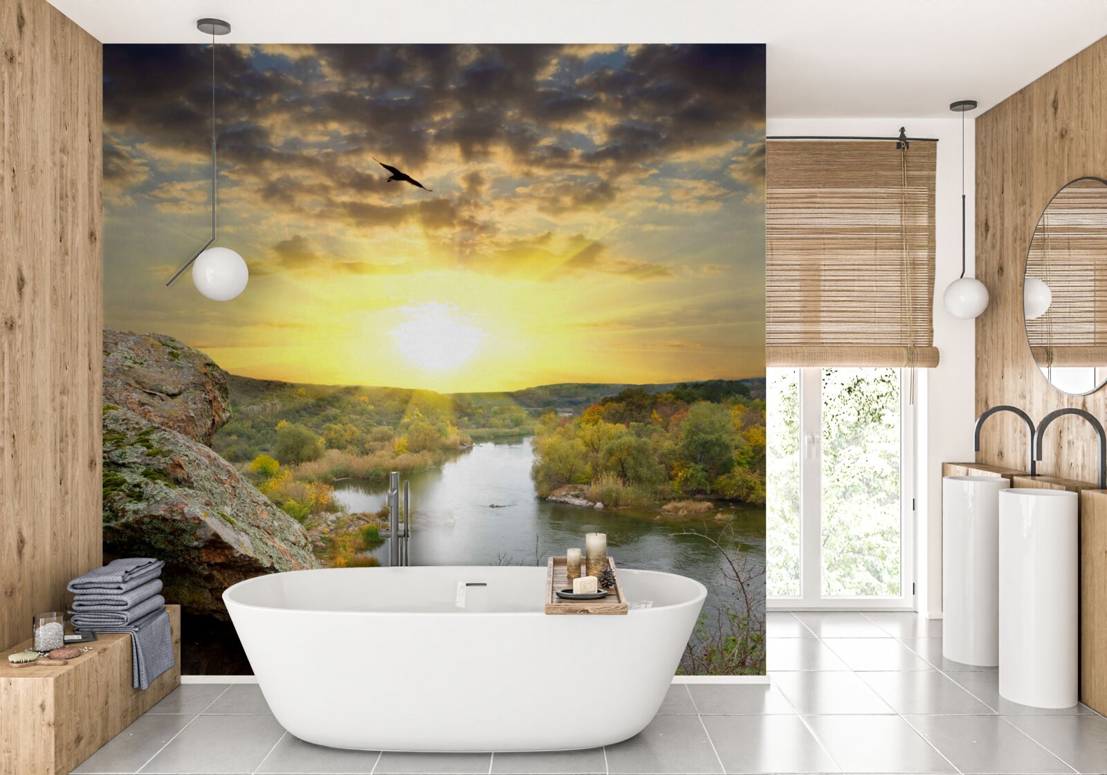 Fototapeta jesenné slnko sa mení na chladný západ slnka