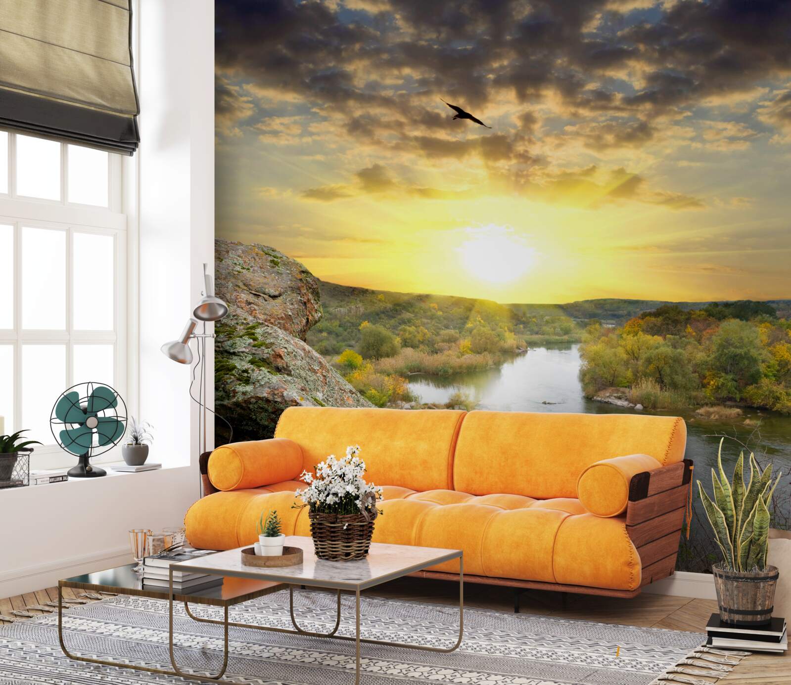 Fototapeta jesenné slnko sa mení na chladný západ slnka