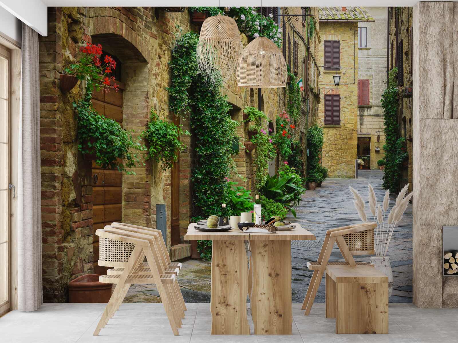 Fototapeta historická ulica obklopená zeleňou