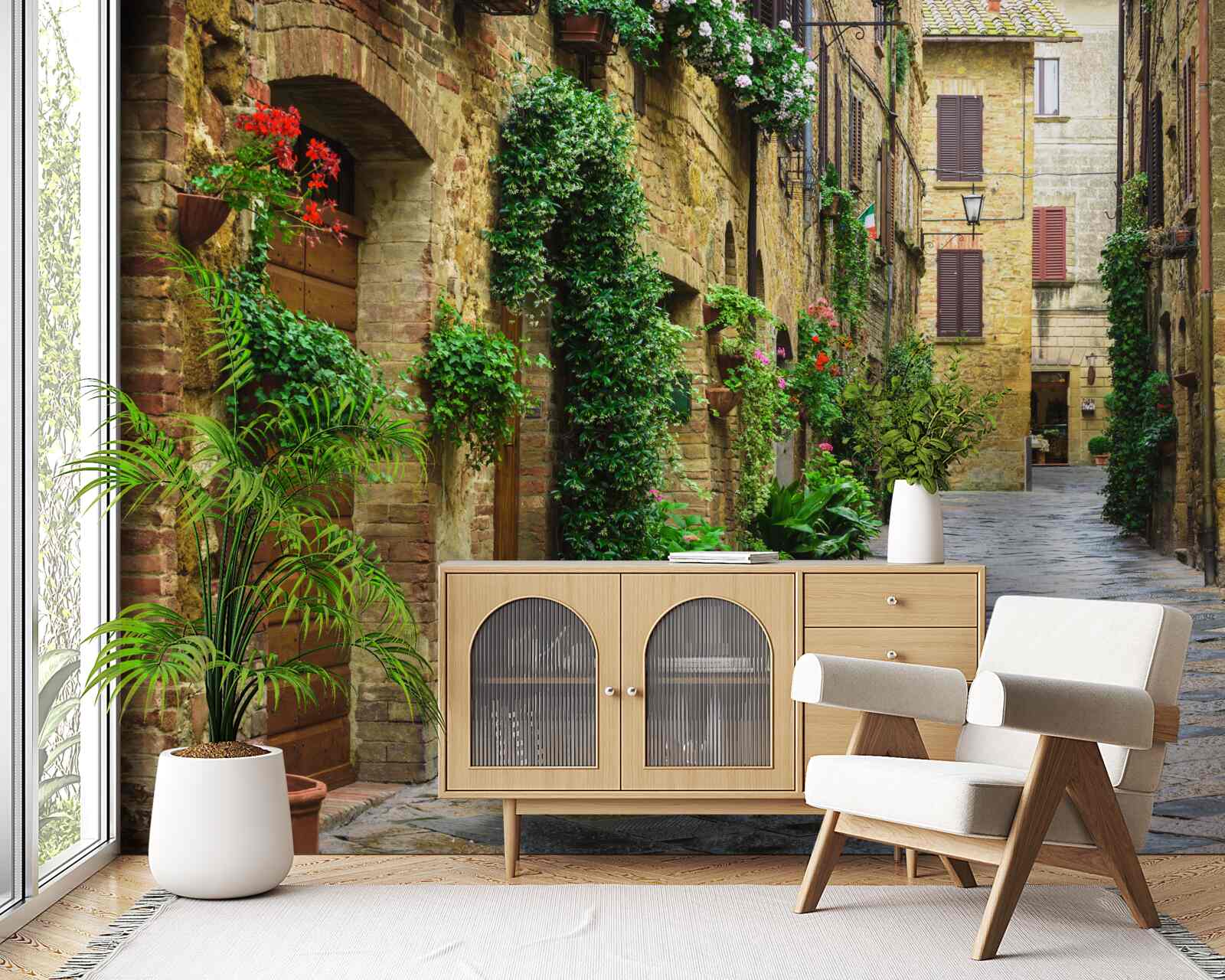 Fototapeta historická ulica obklopená zeleňou