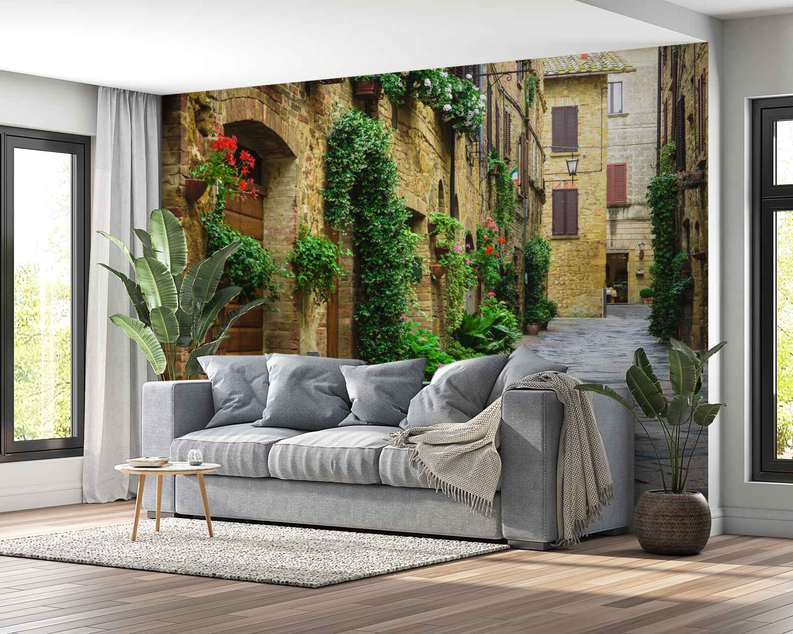 Fototapeta historická ulica obklopená zeleňou