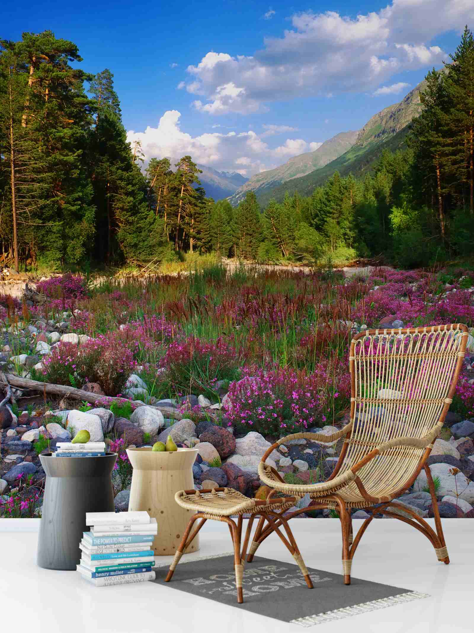 Fototapeta viacfarebné bloky a zelená borovica