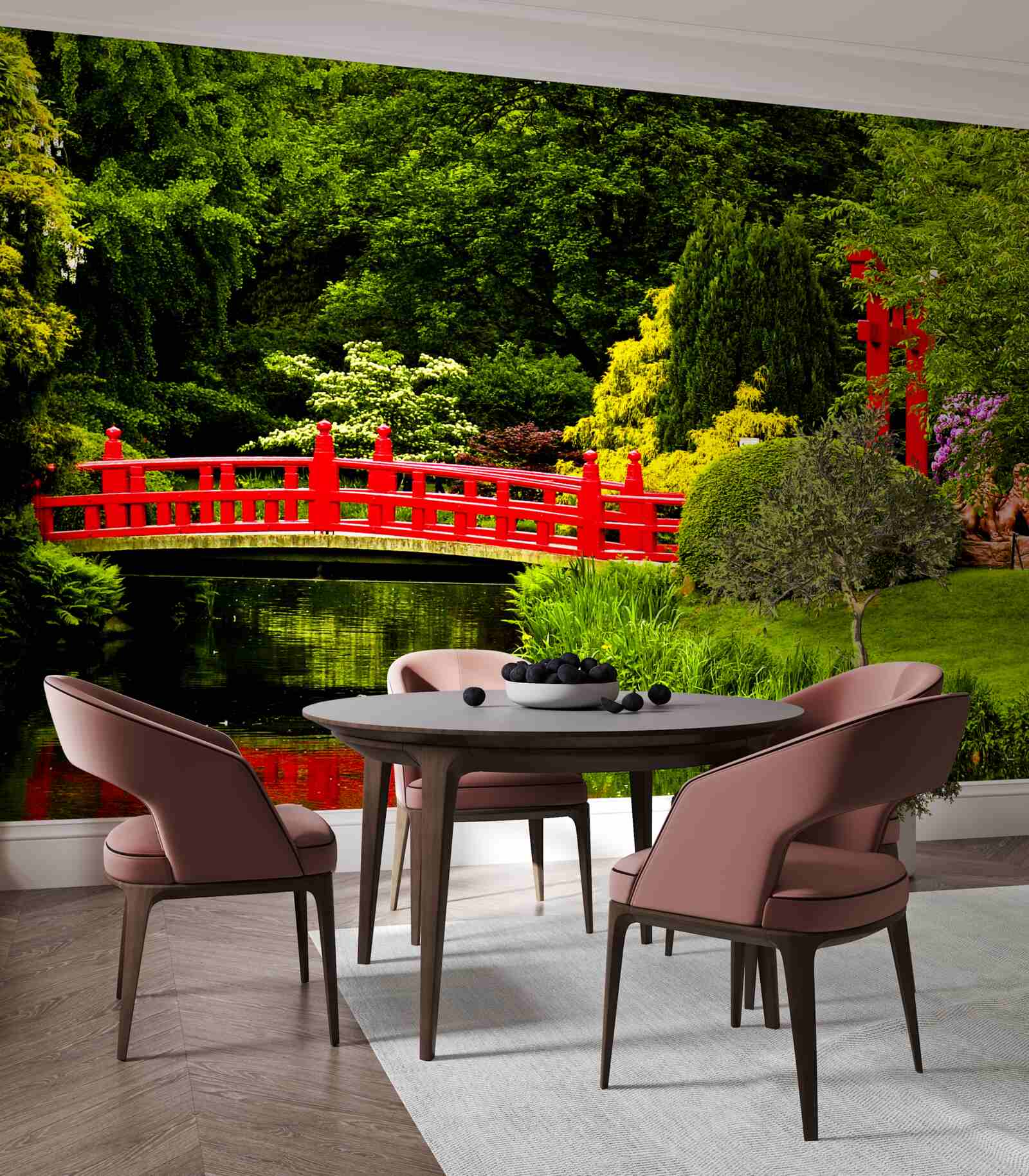 Fototapeta červený most v japonskej záhrade