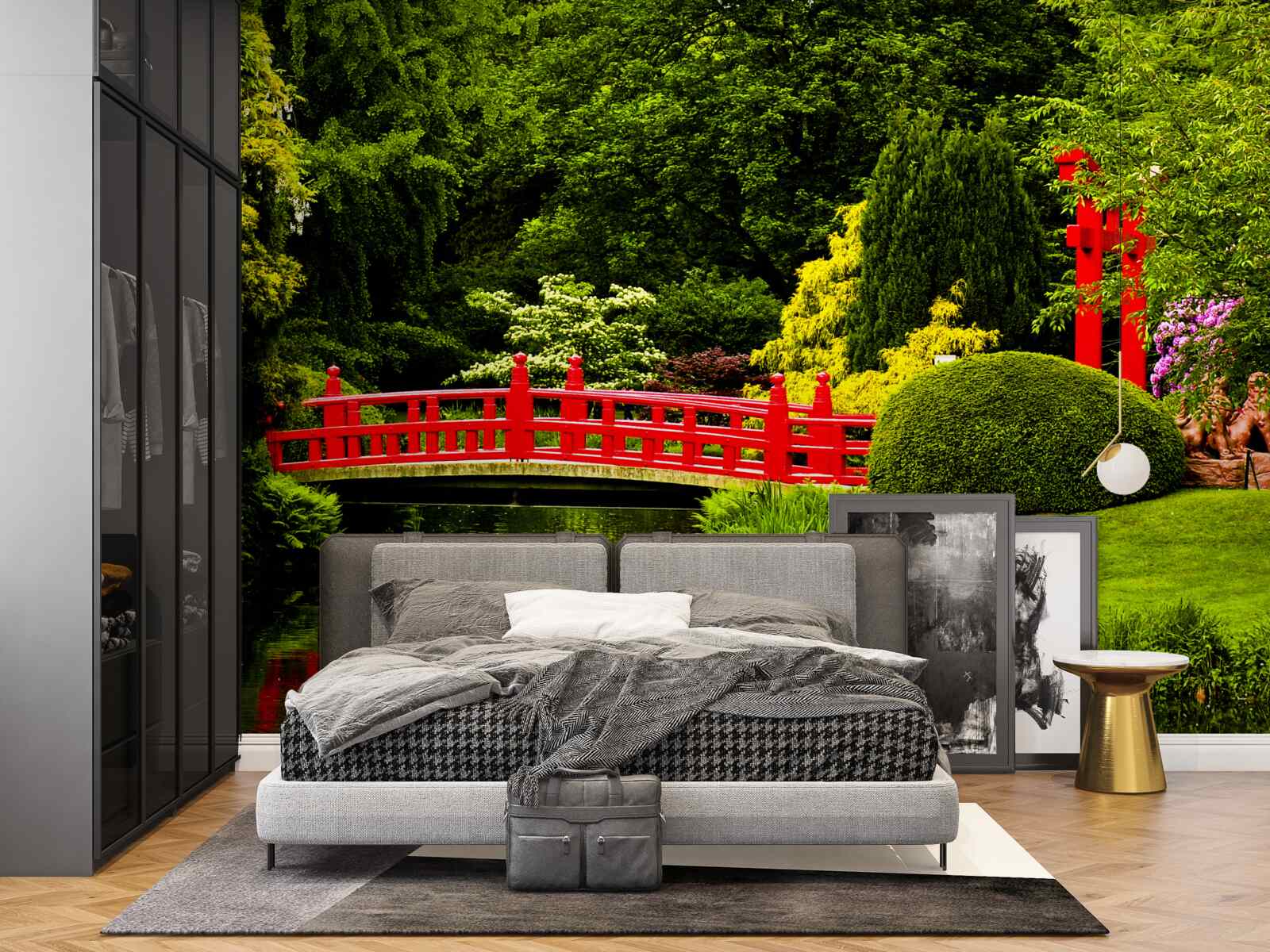 Fototapeta červený most v japonskej záhrade