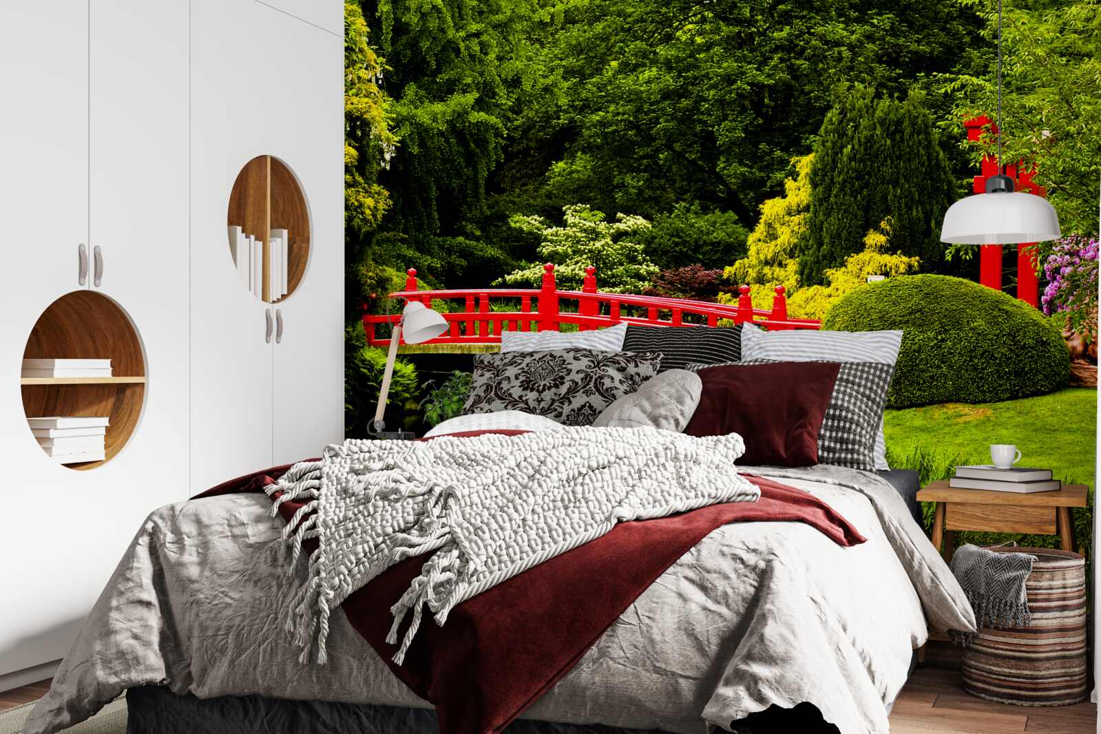 Fototapeta červený most v japonskej záhrade