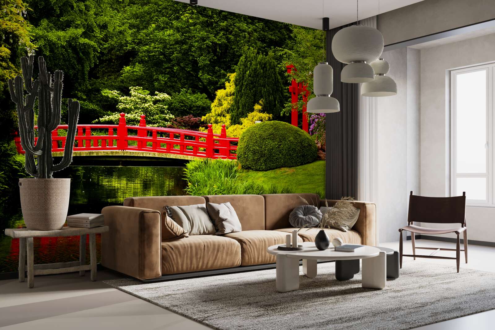 Fototapeta červený most v japonskej záhrade