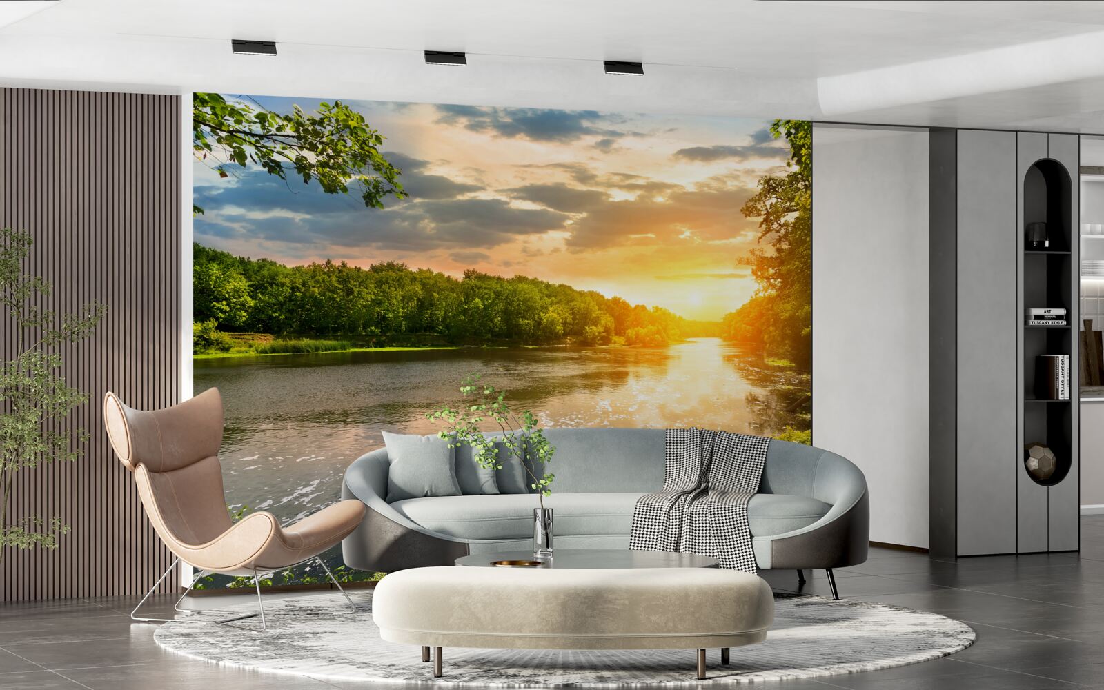 Fototapeta zapadajúce slnko jemne ohrieva lesnú rieku