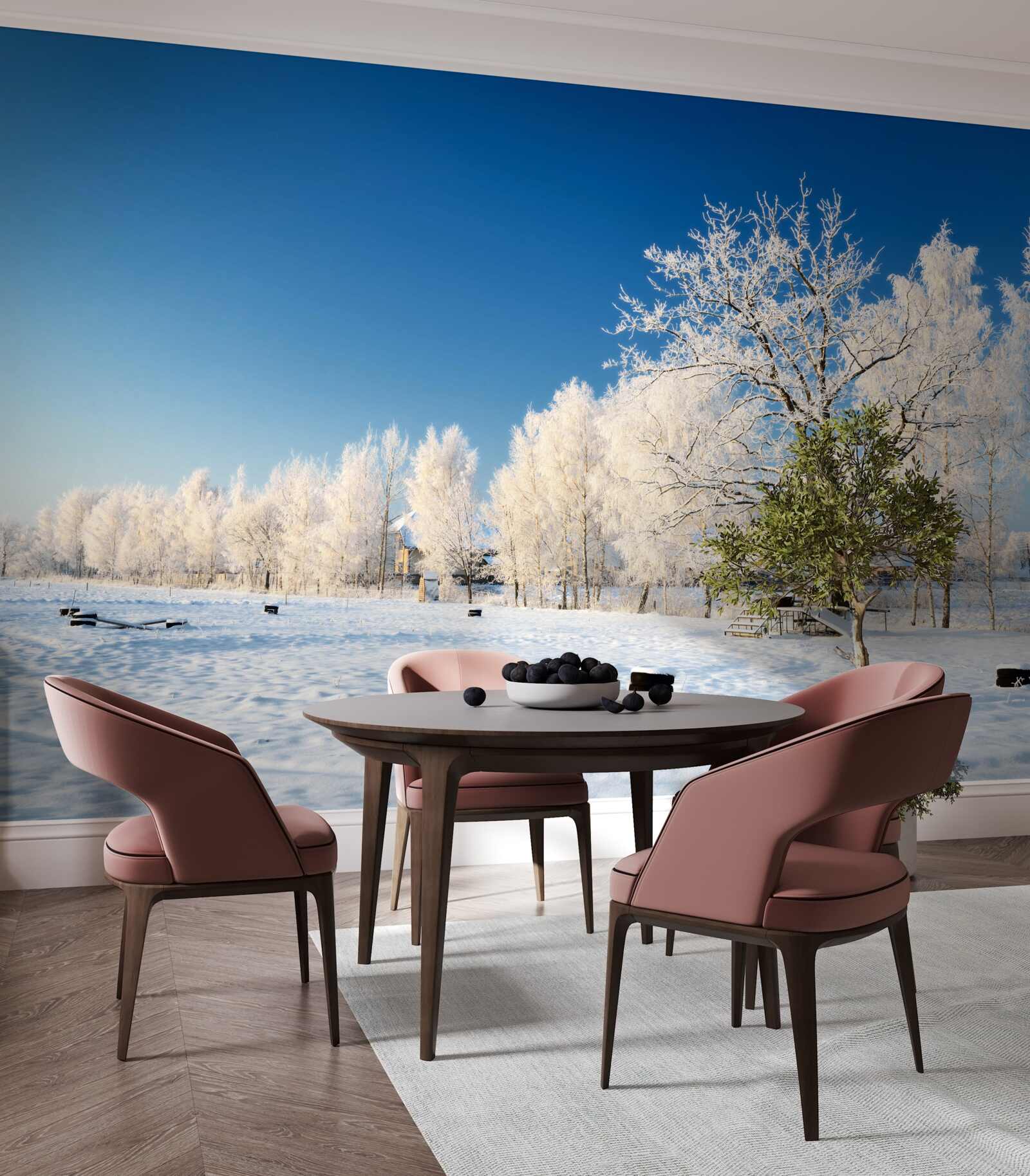 Fototapeta rozprávková zima na pozadí azúrovej oblohy