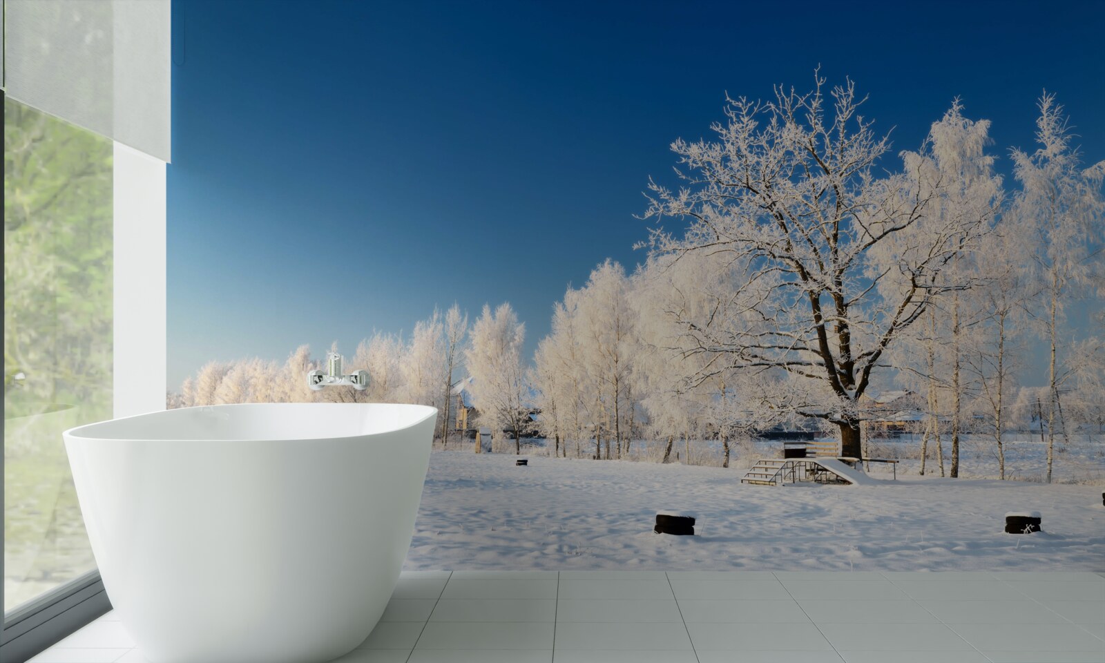 Fototapeta rozprávková zima na pozadí azúrovej oblohy