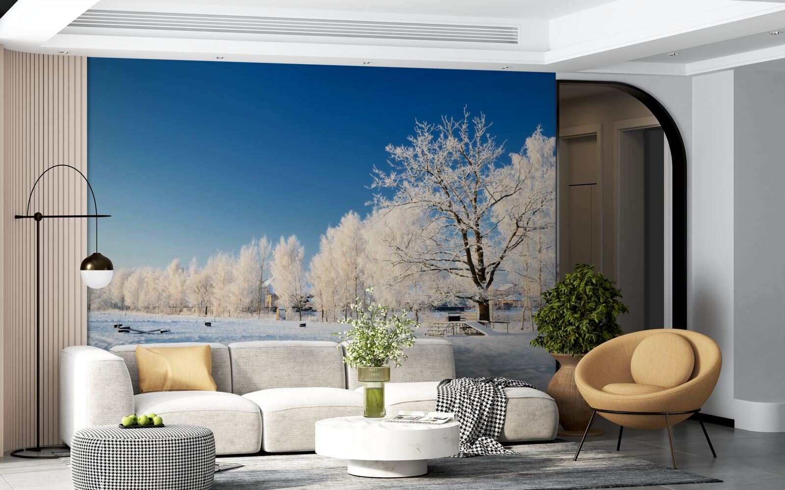 Fototapeta rozprávková zima na pozadí azúrovej oblohy