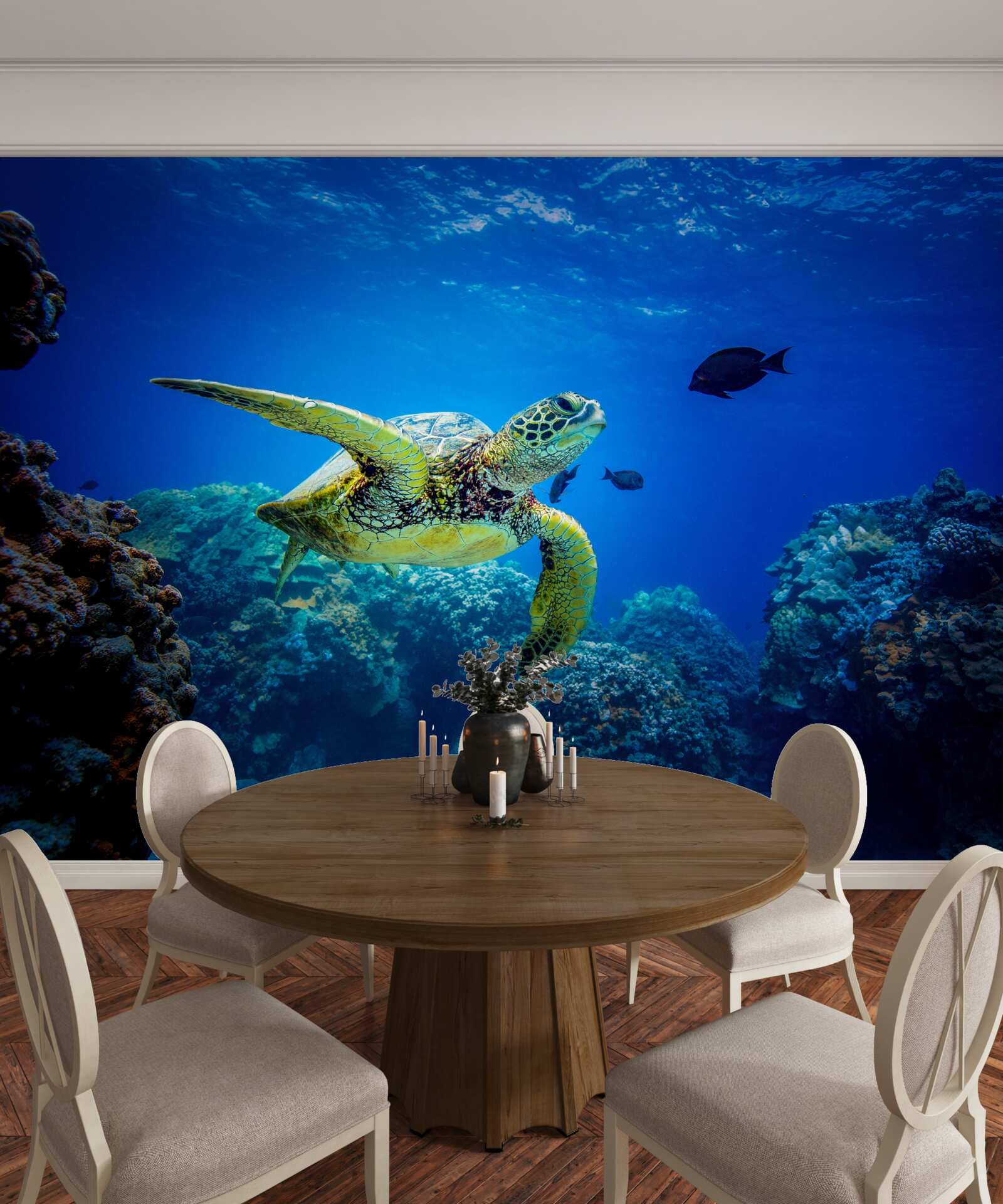 Fototapeta Korytnačka v modrých hlbinách mora