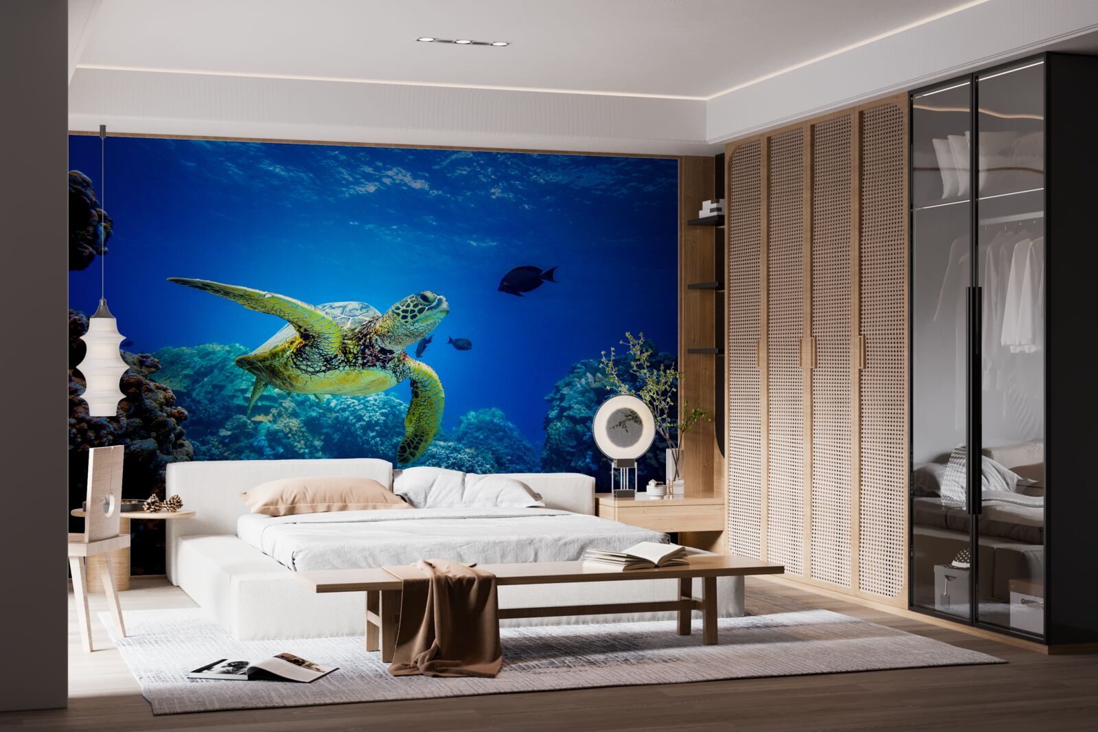 Fototapeta Korytnačka v modrých hlbinách mora