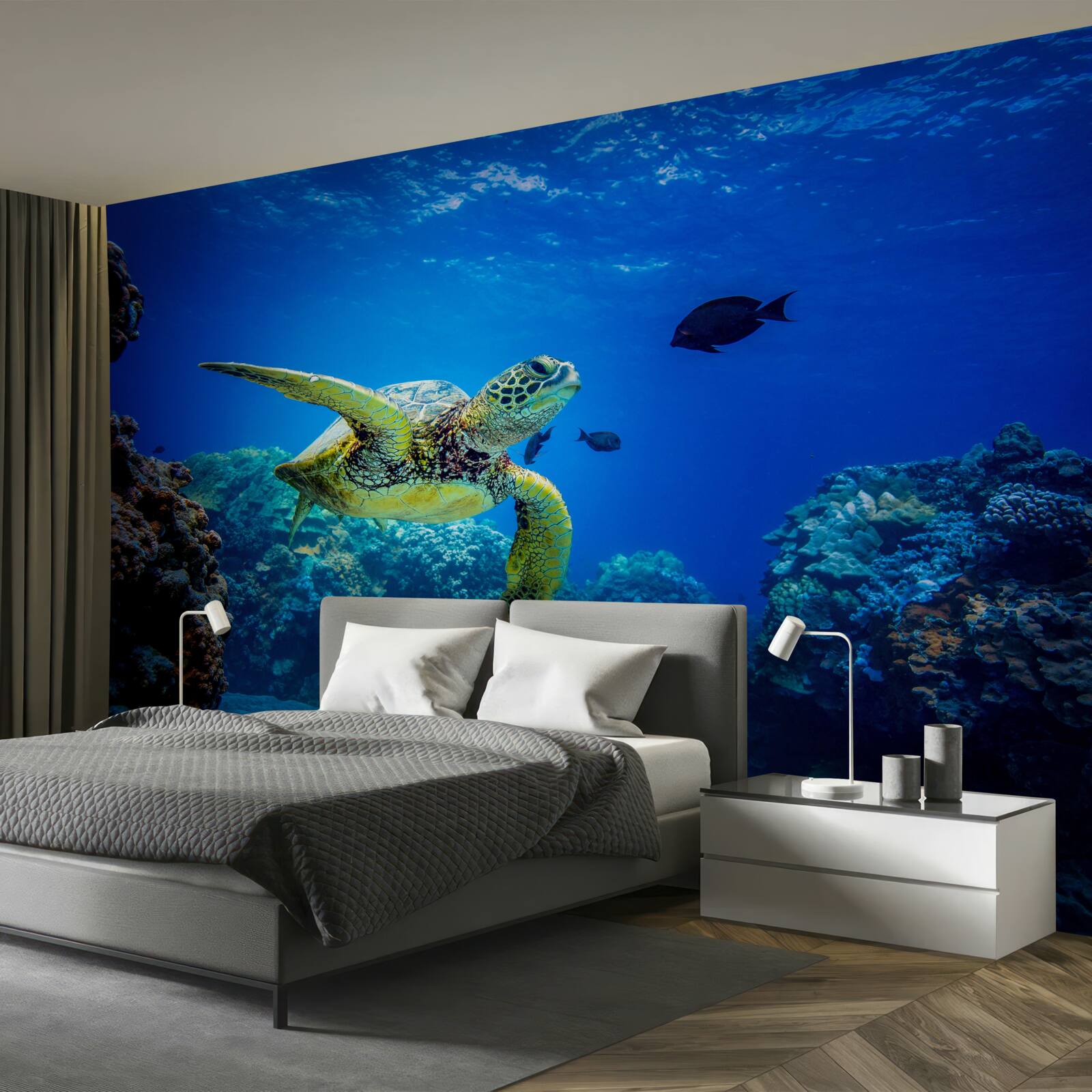 Fototapeta Korytnačka v modrých hlbinách mora