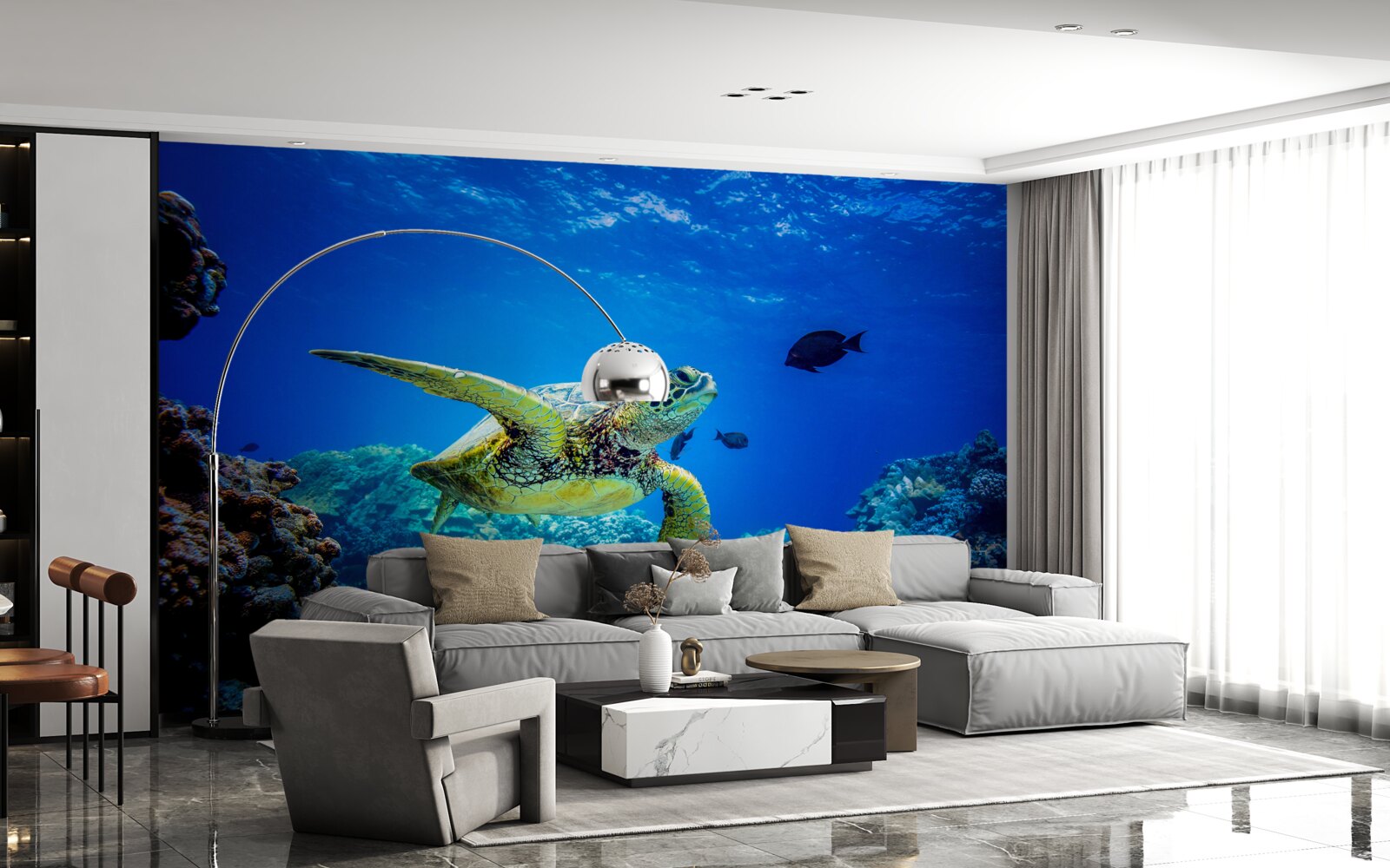 Fototapeta Korytnačka v modrých hlbinách mora