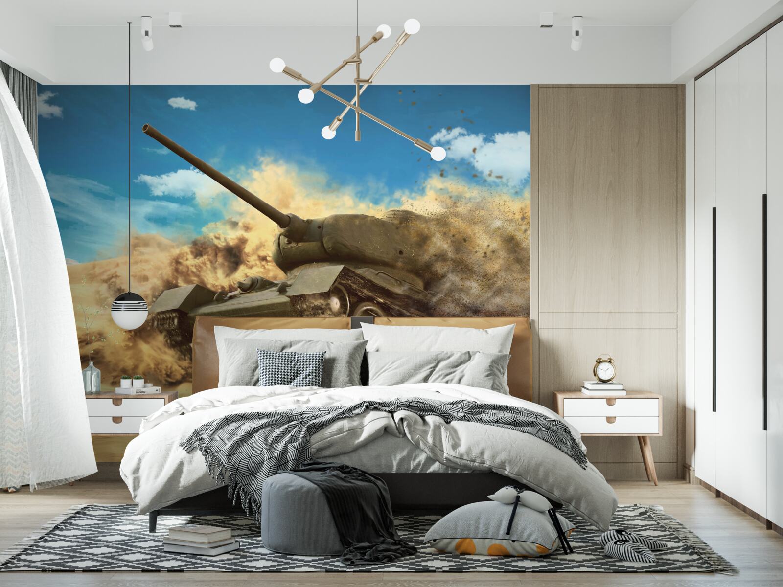 Fototapeta tank sa pohybuje po piesočnatej ploche