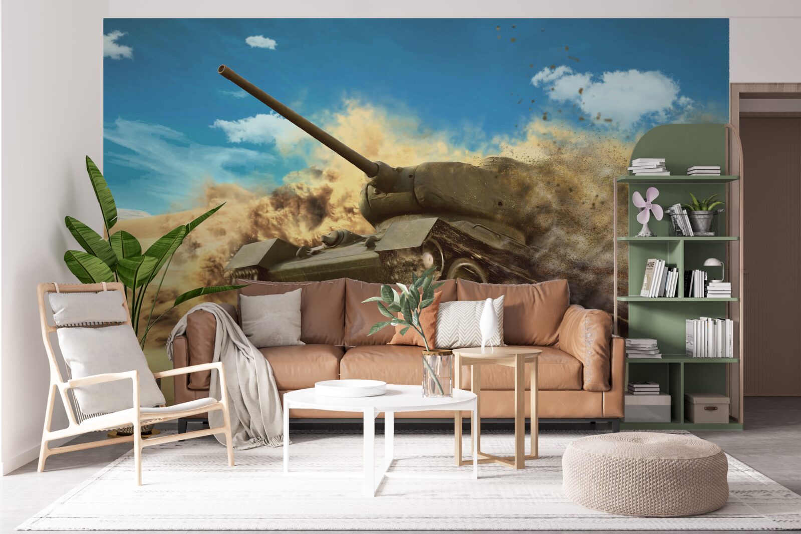 Fototapeta tank sa pohybuje po piesočnatej ploche