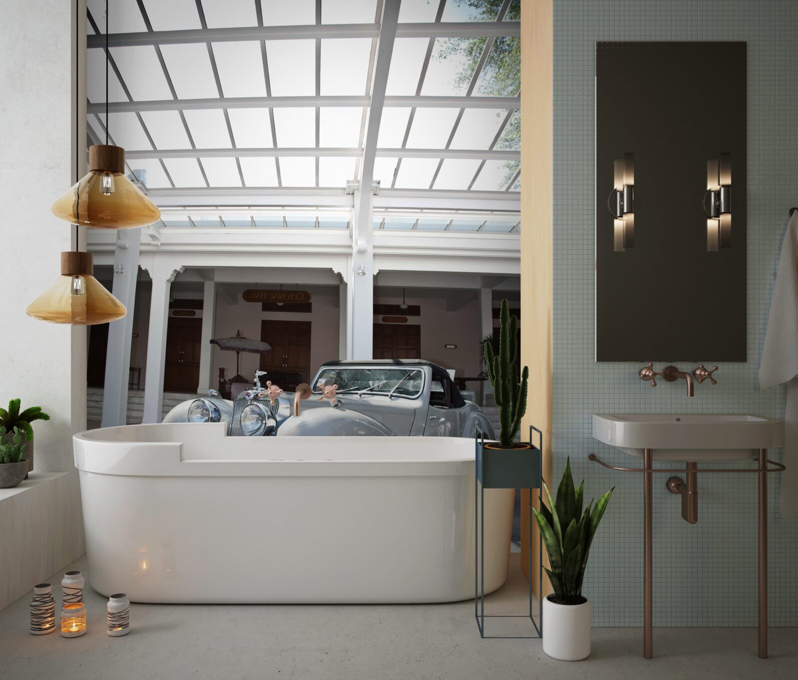 Fototapeta staré sivé auto pri budove