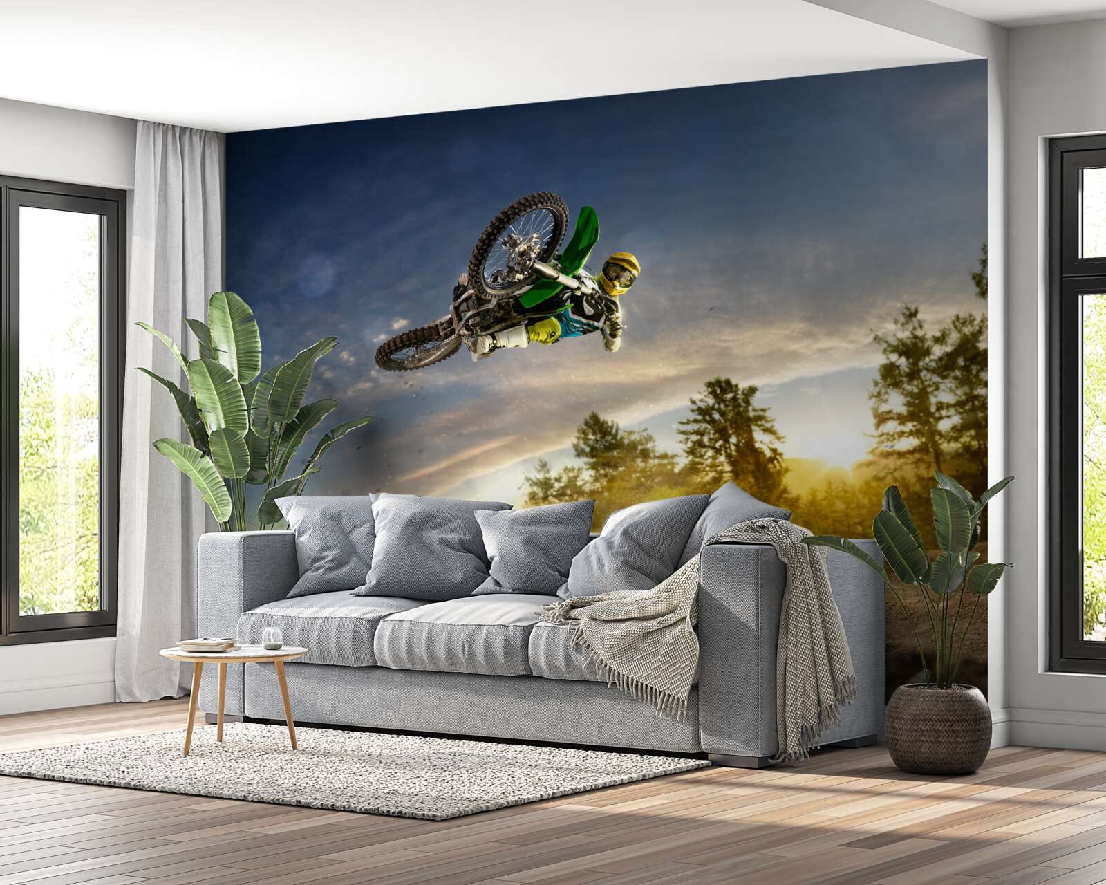 Fototapeta skákanie na motorke pri západe slnka