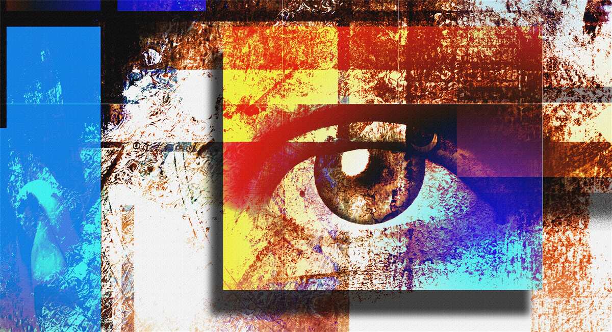 Fototapeta oko medzi viacfarebnou paletou