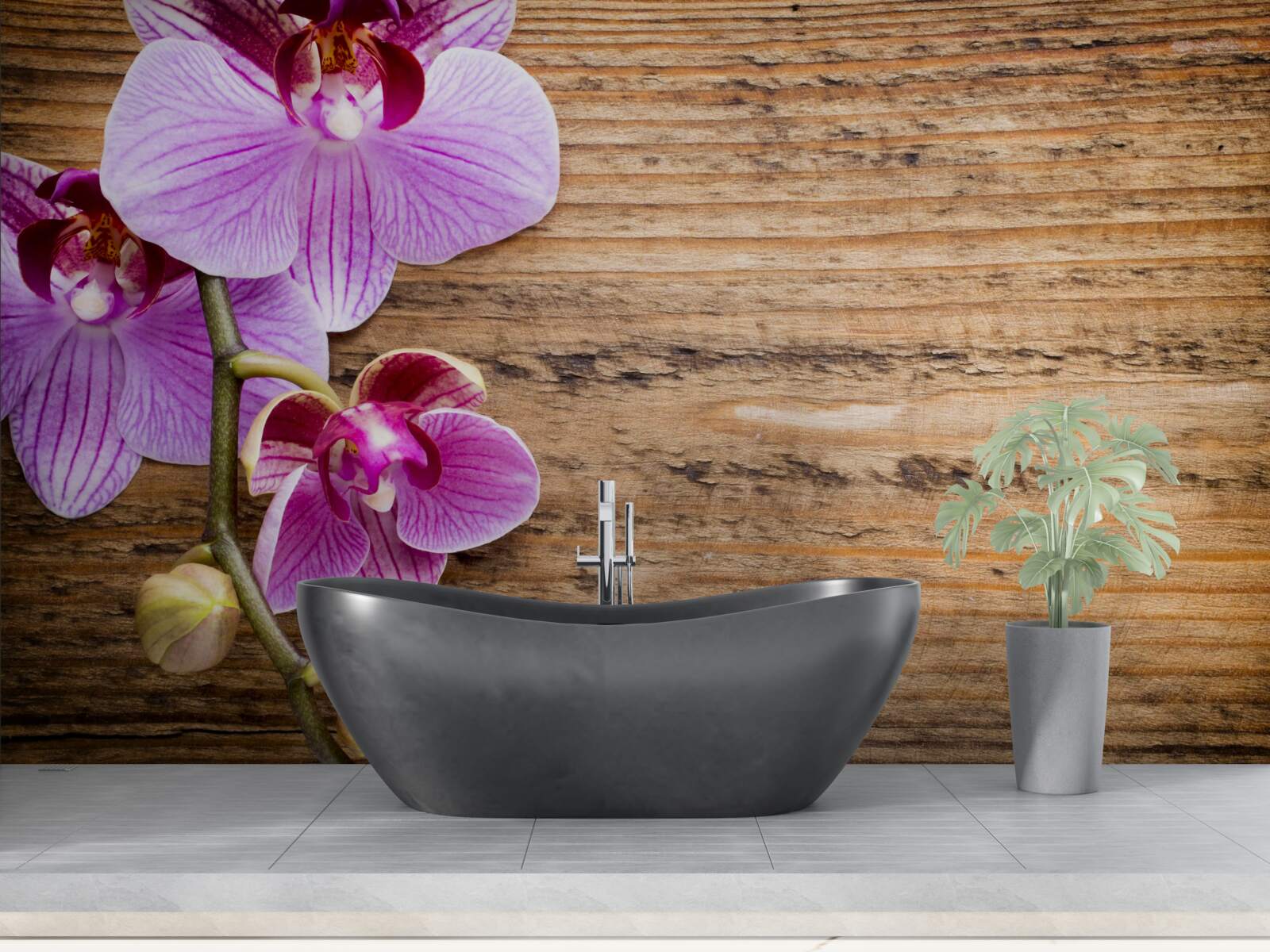 Fototapeta orgovánová orchidea na kmeni stromu