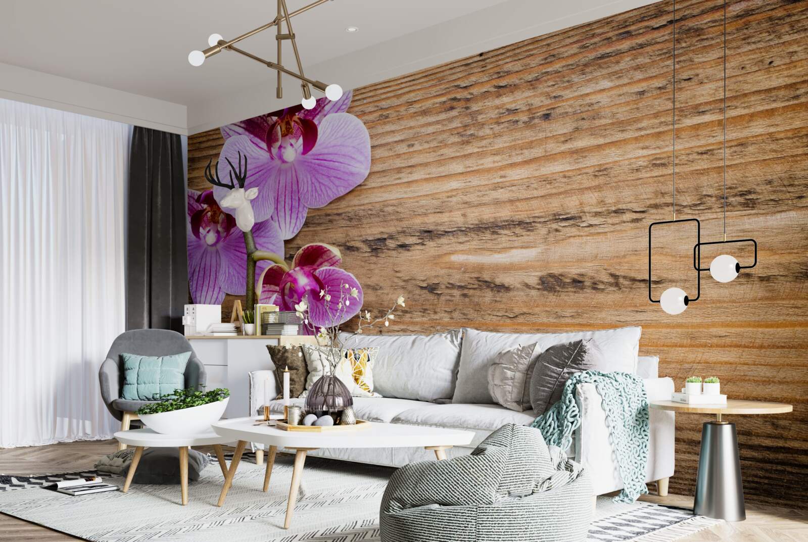 Fototapeta orgovánová orchidea na kmeni stromu