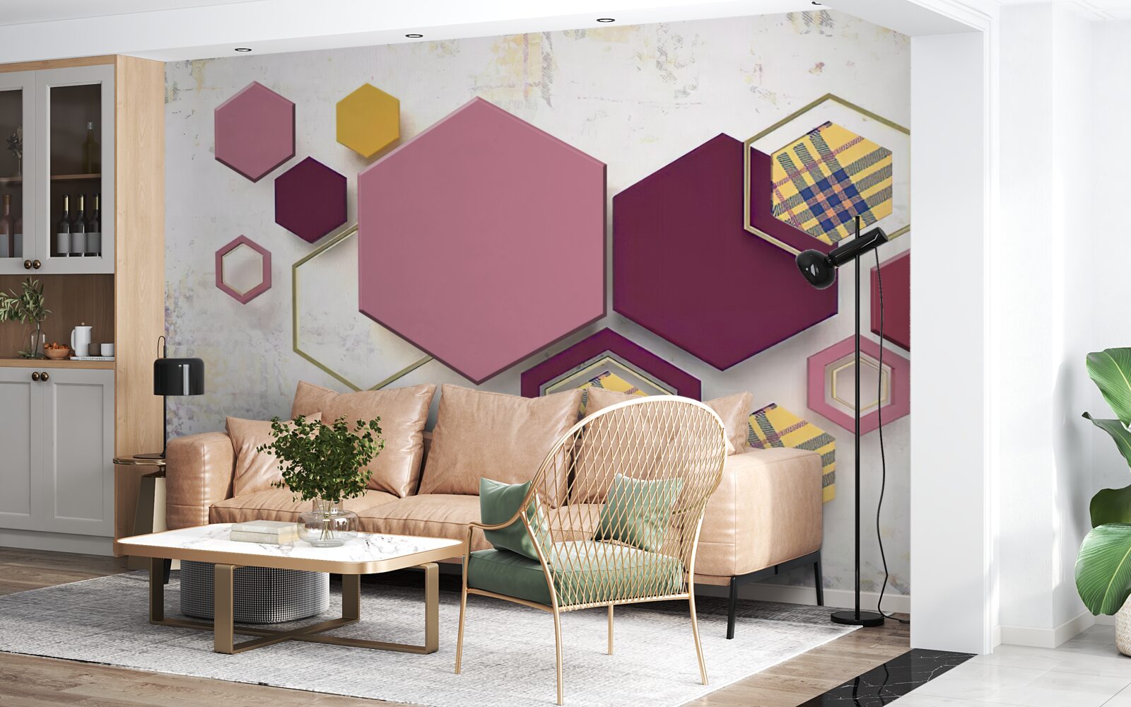 Fototapeta päťuholníkové tvary s výplňou