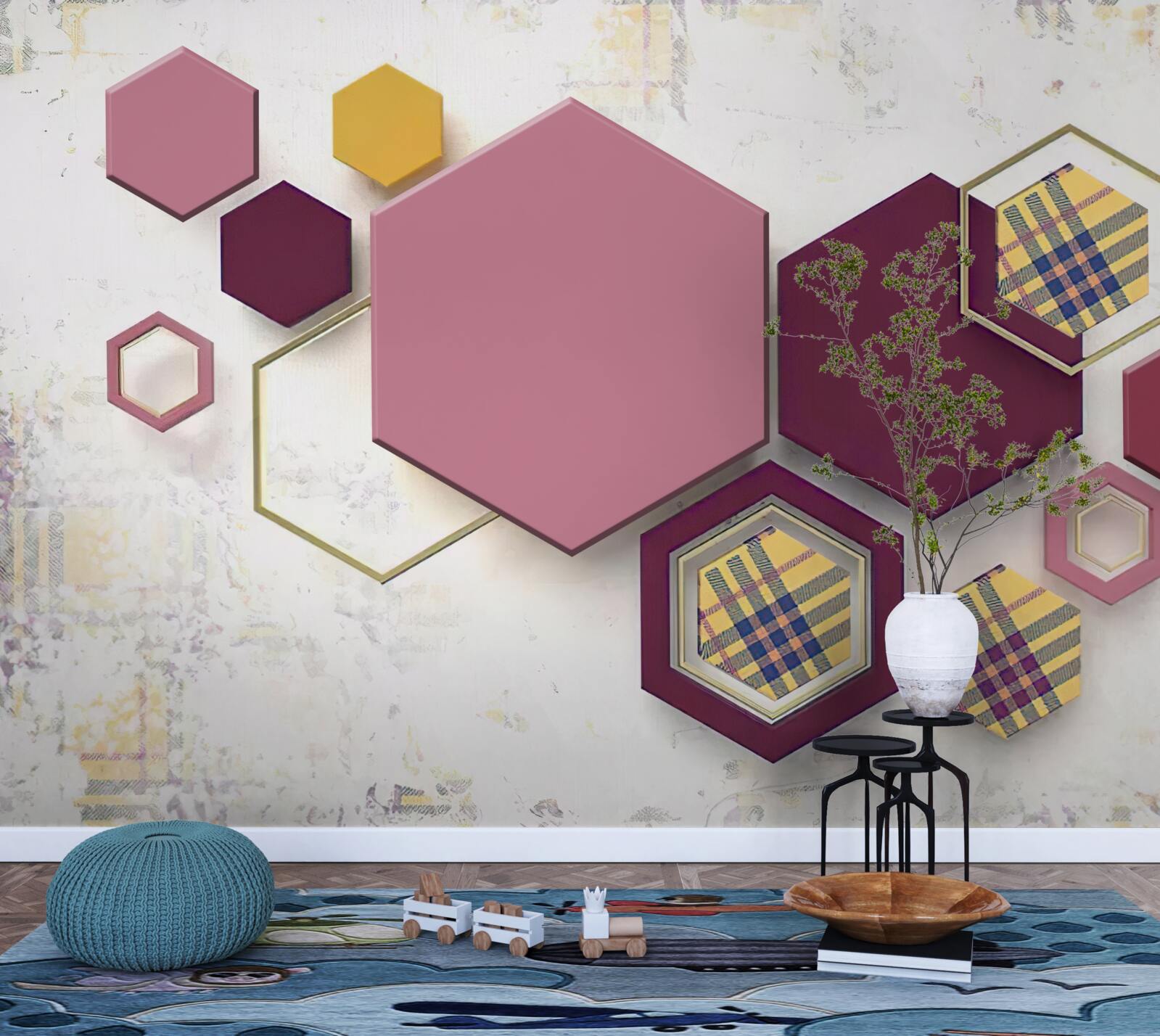 Fototapeta päťuholníkové tvary s výplňou