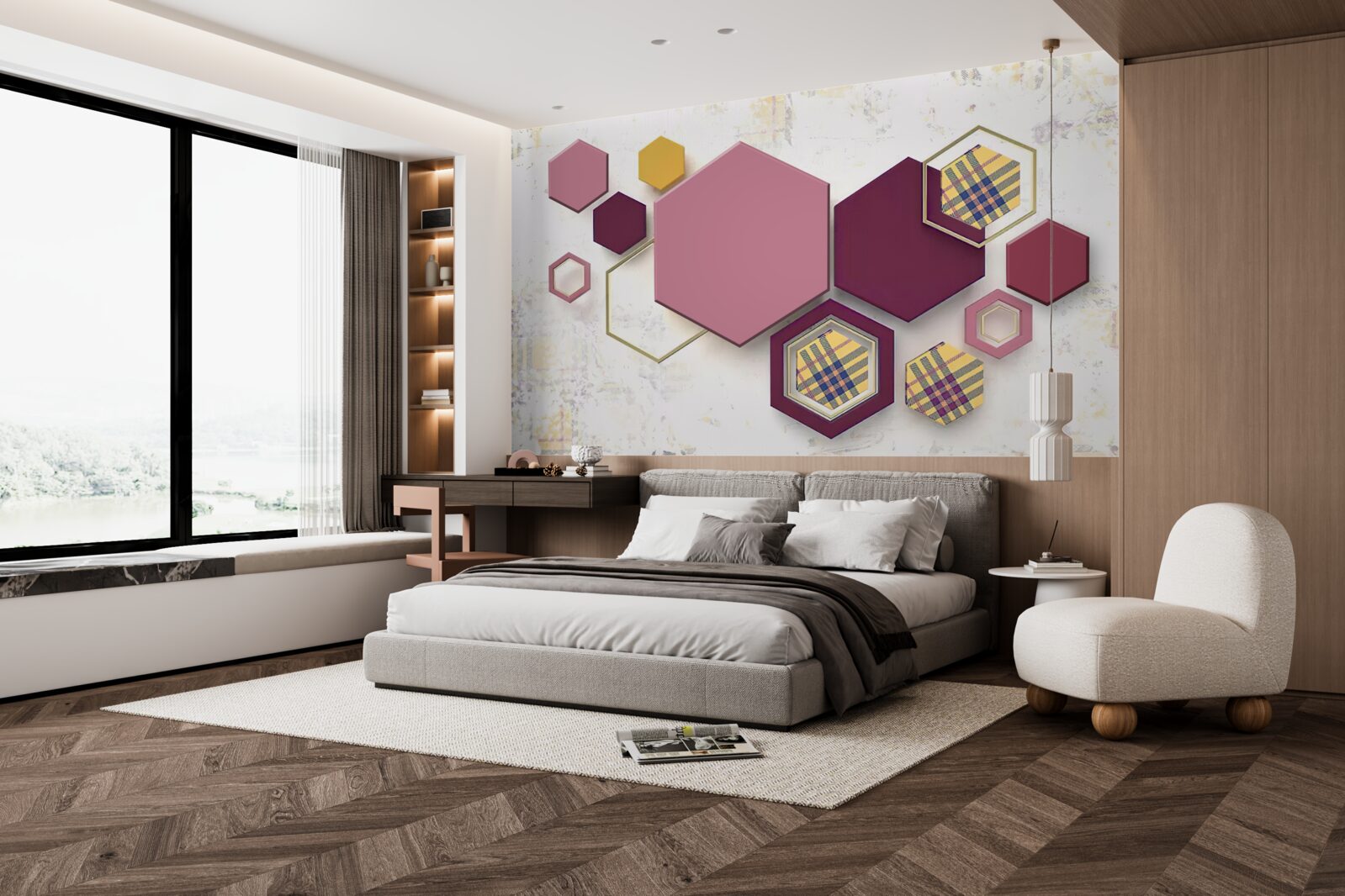 Fototapeta päťuholníkové tvary s výplňou