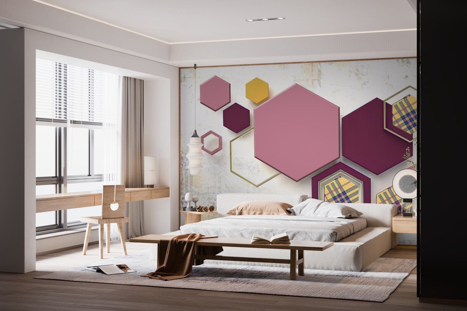 Fototapeta päťuholníkové tvary s výplňou