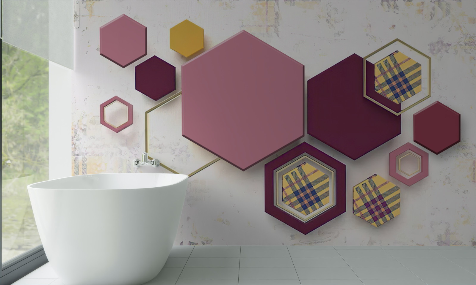 Fototapeta päťuholníkové tvary s výplňou