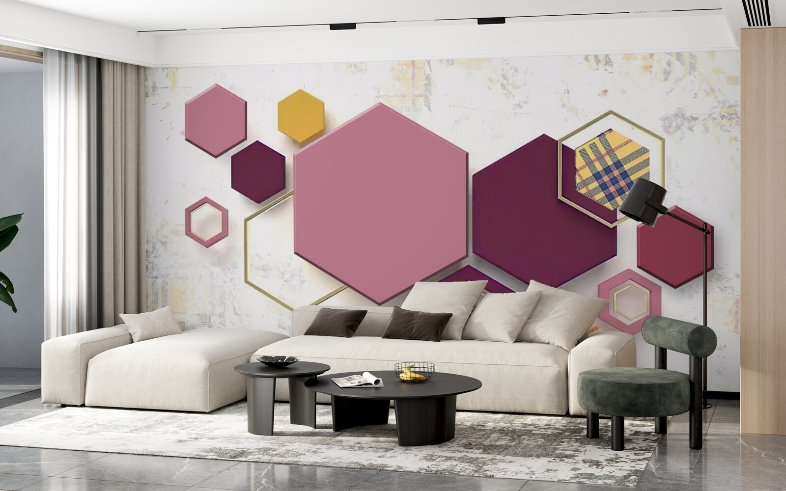 Fototapeta päťuholníkové tvary s výplňou