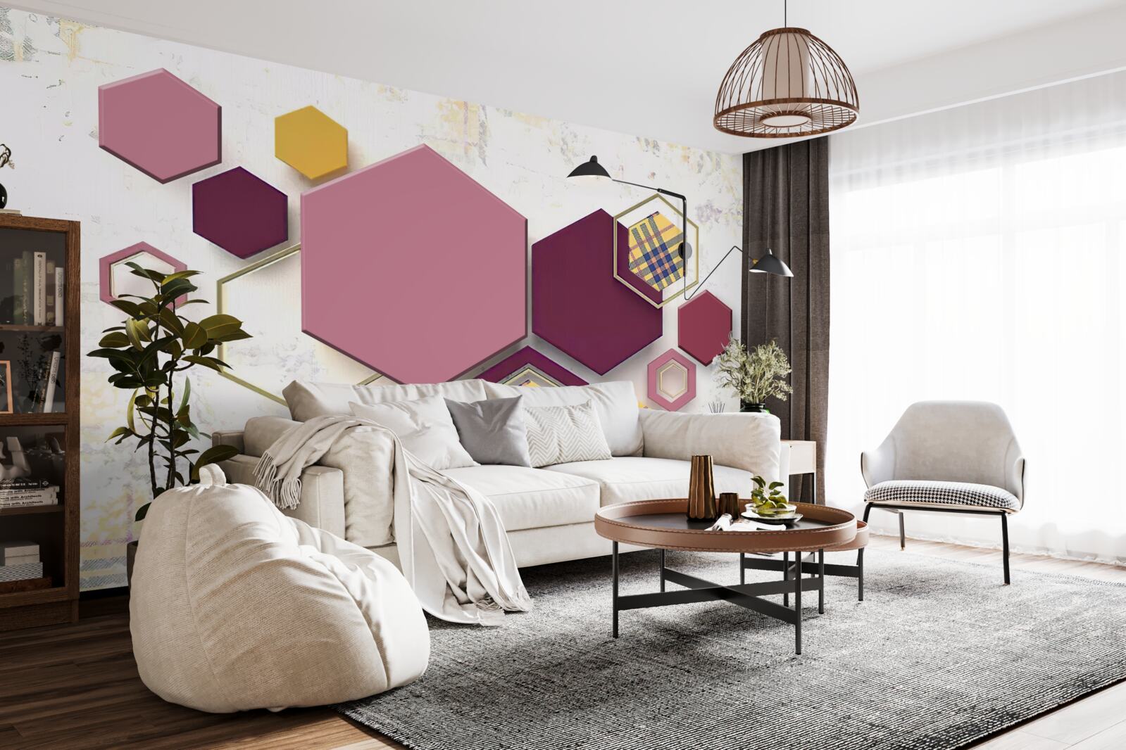 Fototapeta päťuholníkové tvary s výplňou