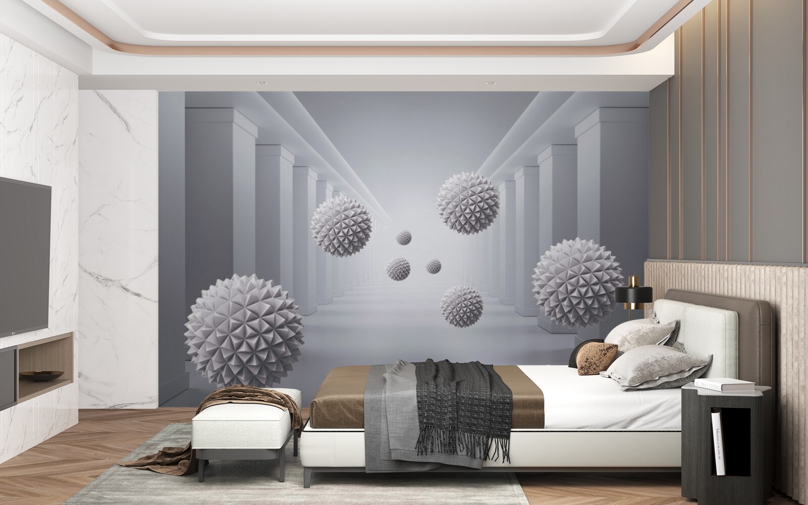 Fototapeta gule miznú v nekonečnej chodbe