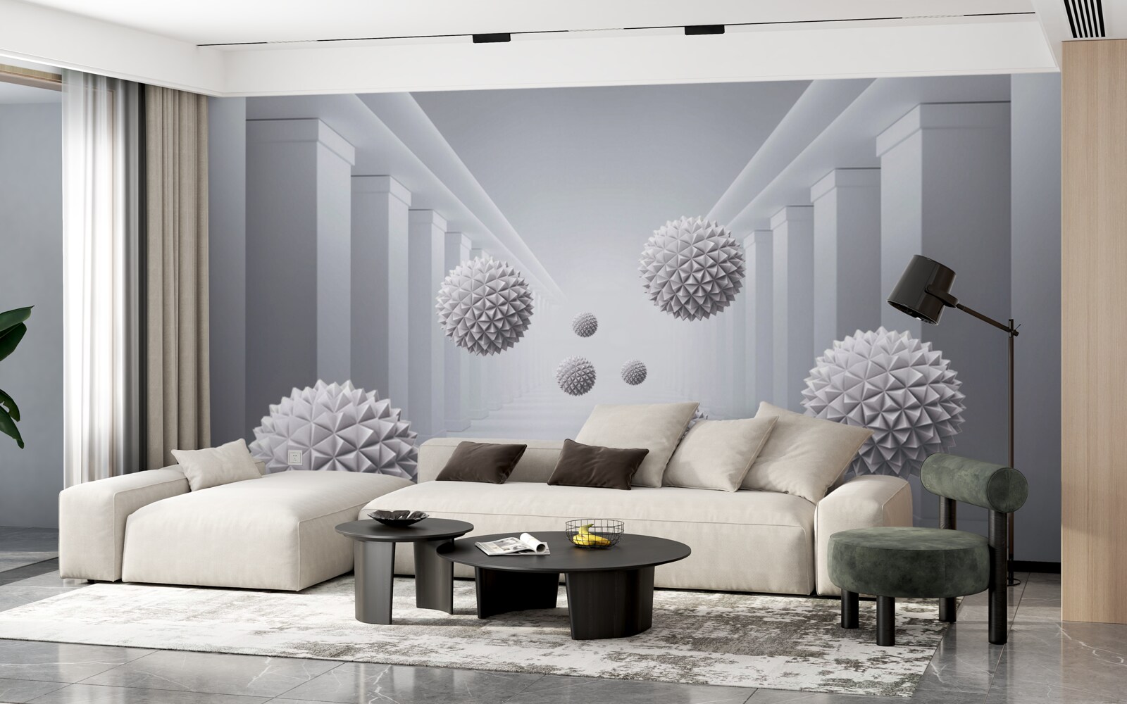 Fototapeta gule miznú v nekonečnej chodbe