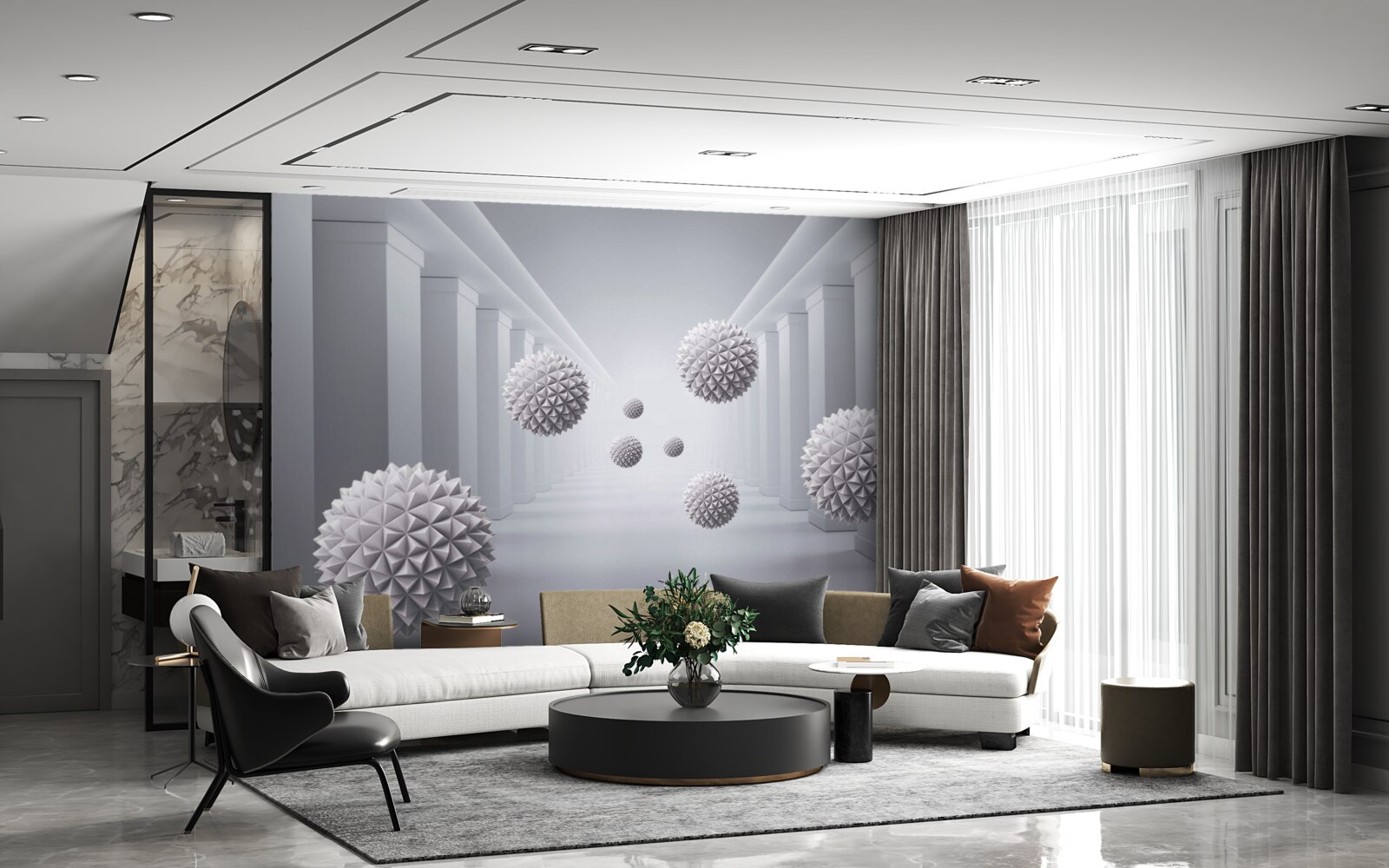 Fototapeta gule miznú v nekonečnej chodbe