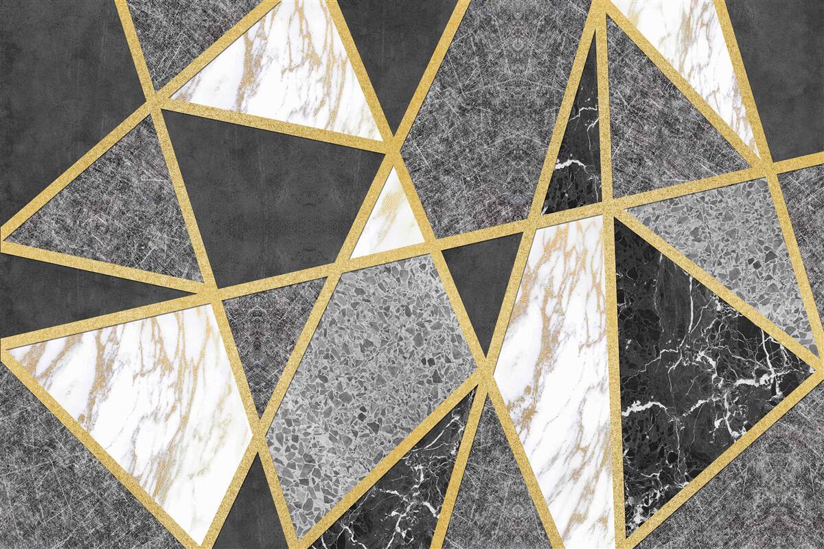 Fototapeta čiernobiela mozaika so zlatými akcentmi