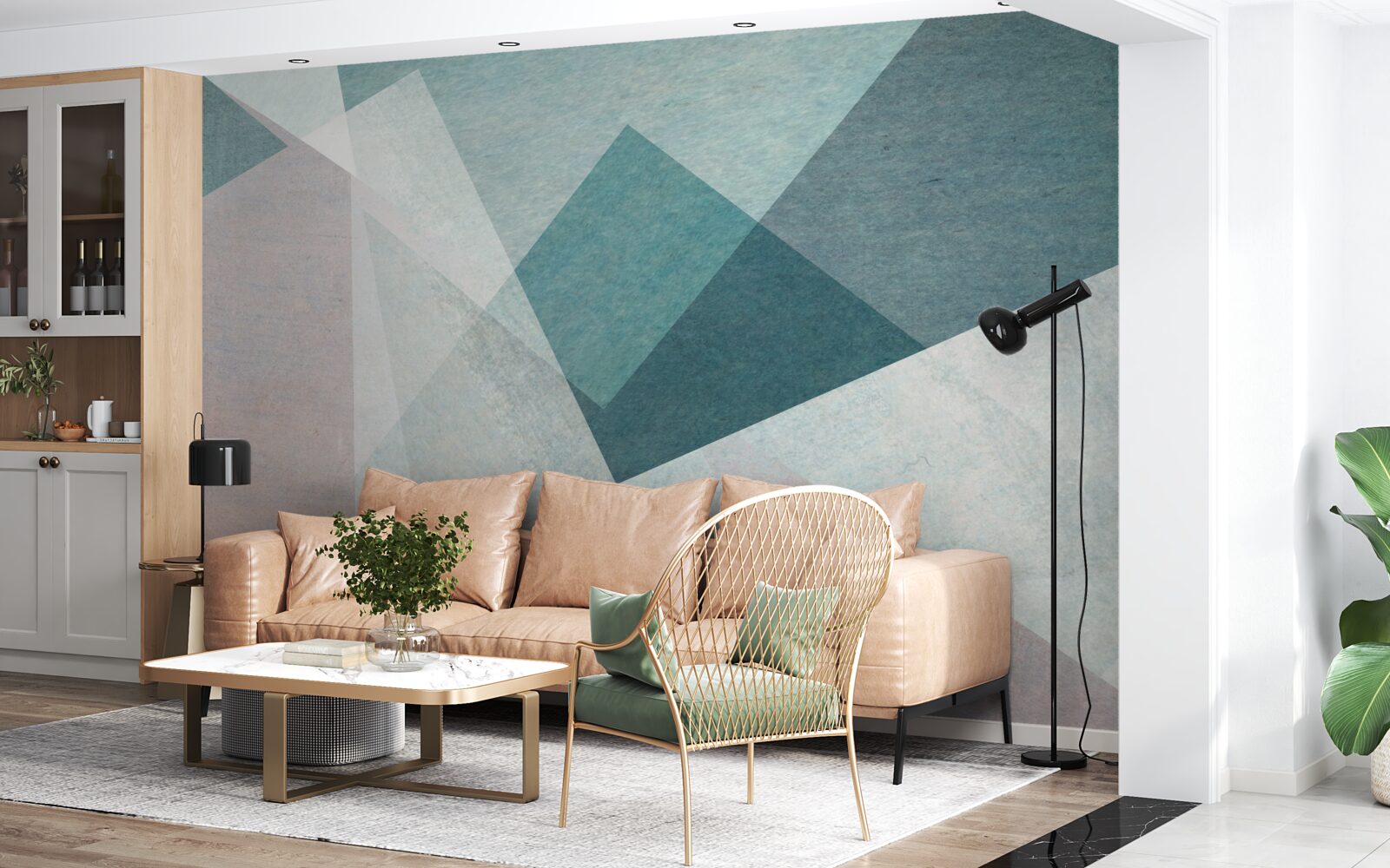 Fototapeta vrcholy v odtieňoch modrej a ružovej