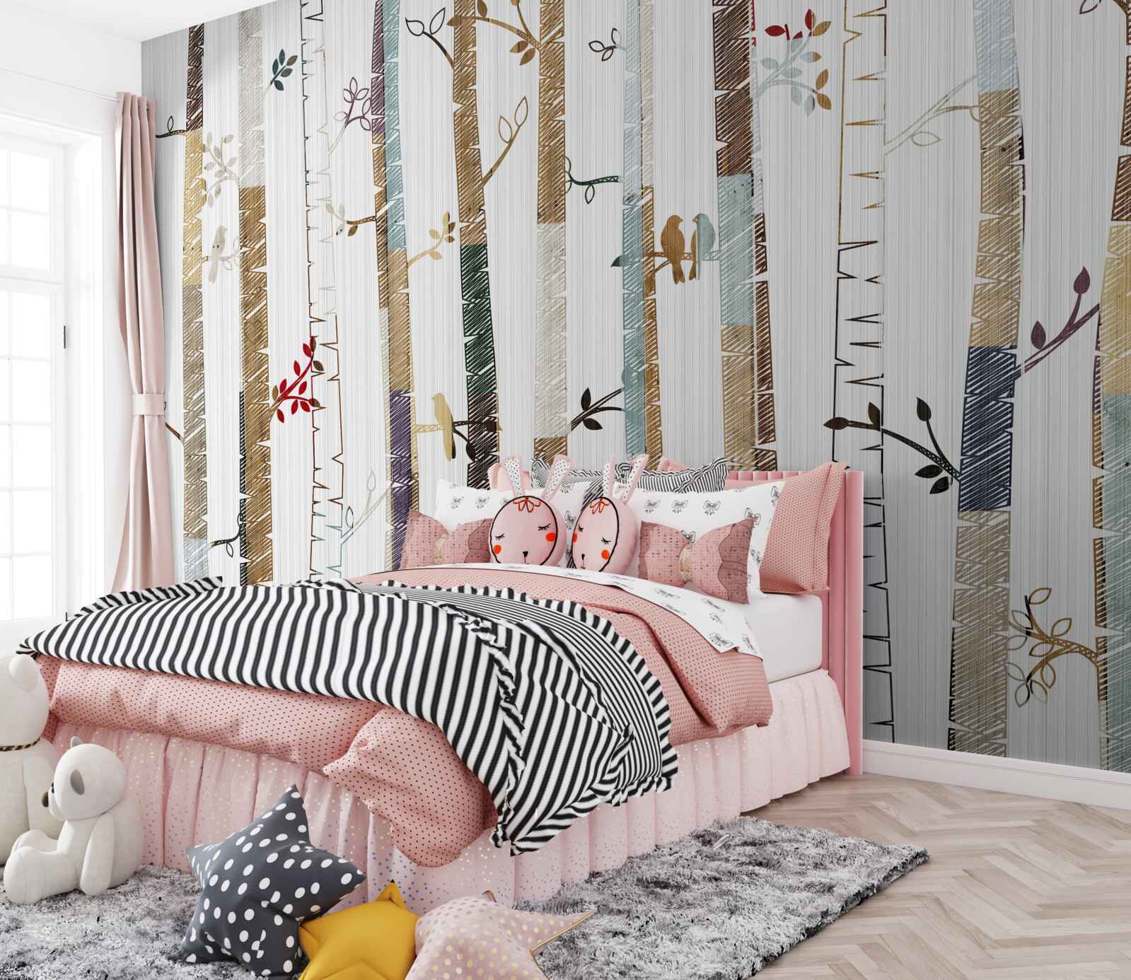 Fototapeta grafické znázornenie rôznych druhov stromov v lese