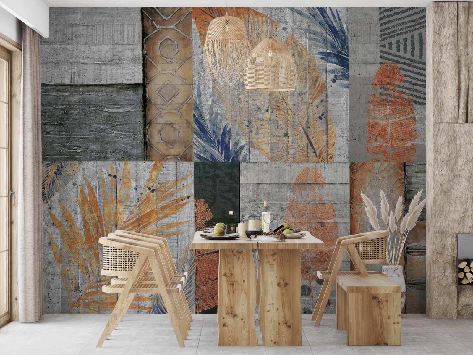 Fototapeta geometrické obrazce v listoch