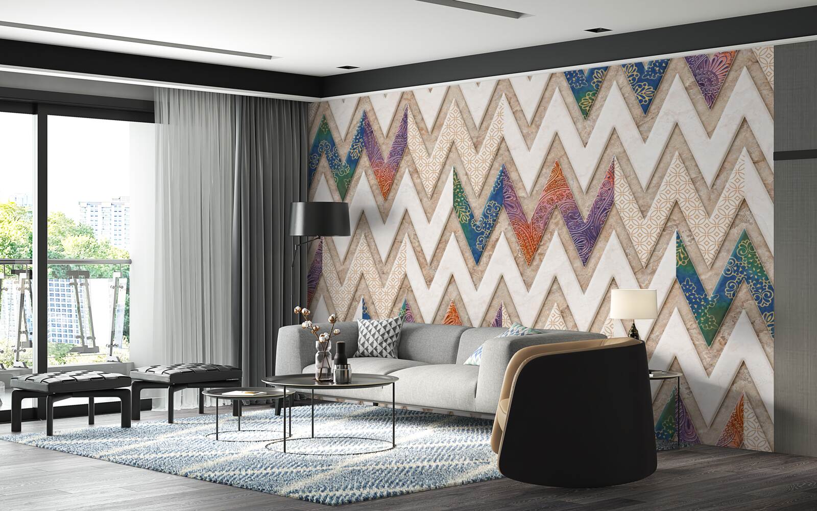 Fototapeta polychrómované vlnovky