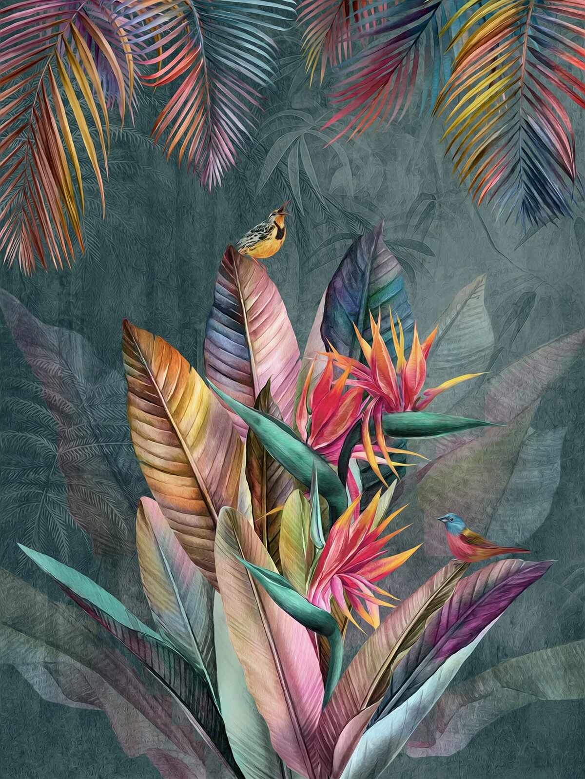 Fototapeta vtáky na svetlé jesenné lístie