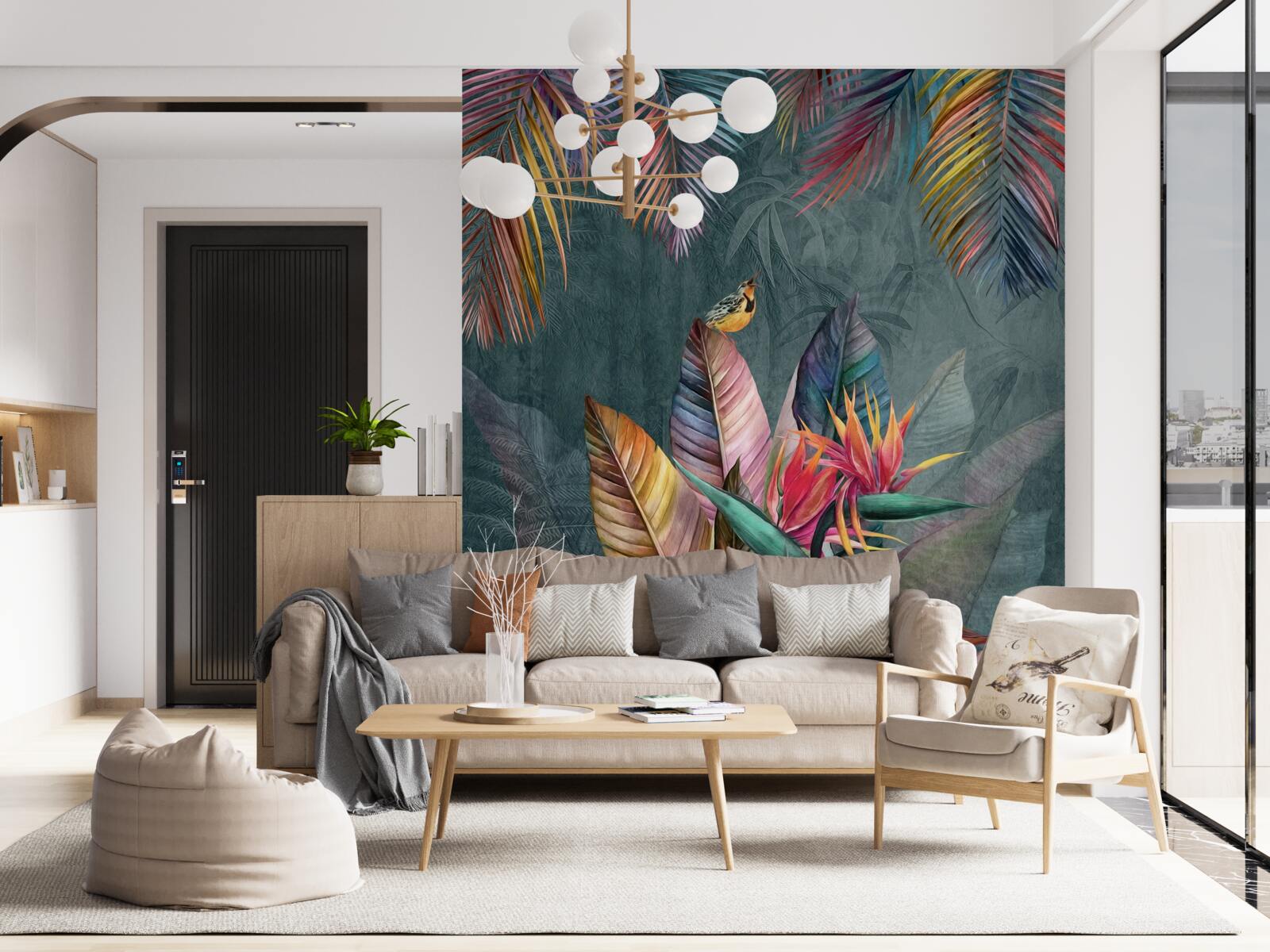 Fototapeta vtáky na svetlé jesenné lístie