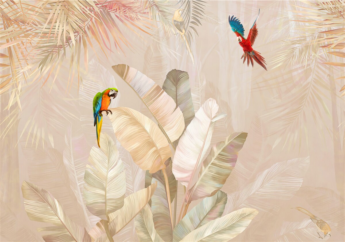 Fototapeta svetlá papraď slúži ako úkryt pre papagáje