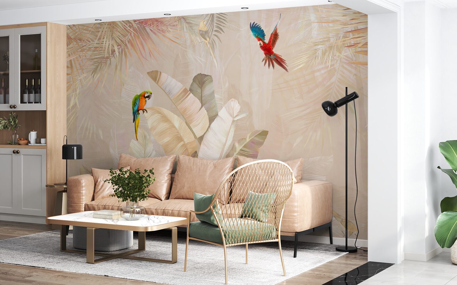 Fototapeta svetlá papraď slúži ako úkryt pre papagáje