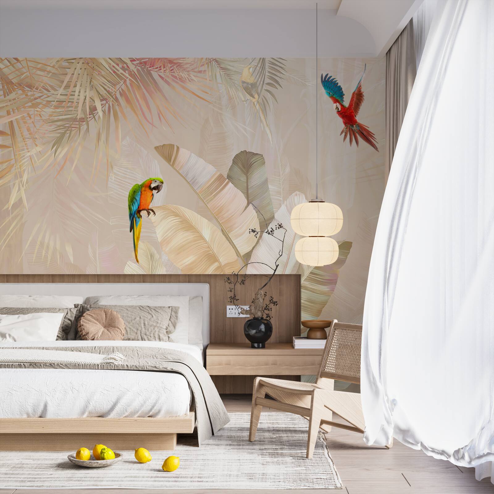 Fototapeta svetlá papraď slúži ako úkryt pre papagáje