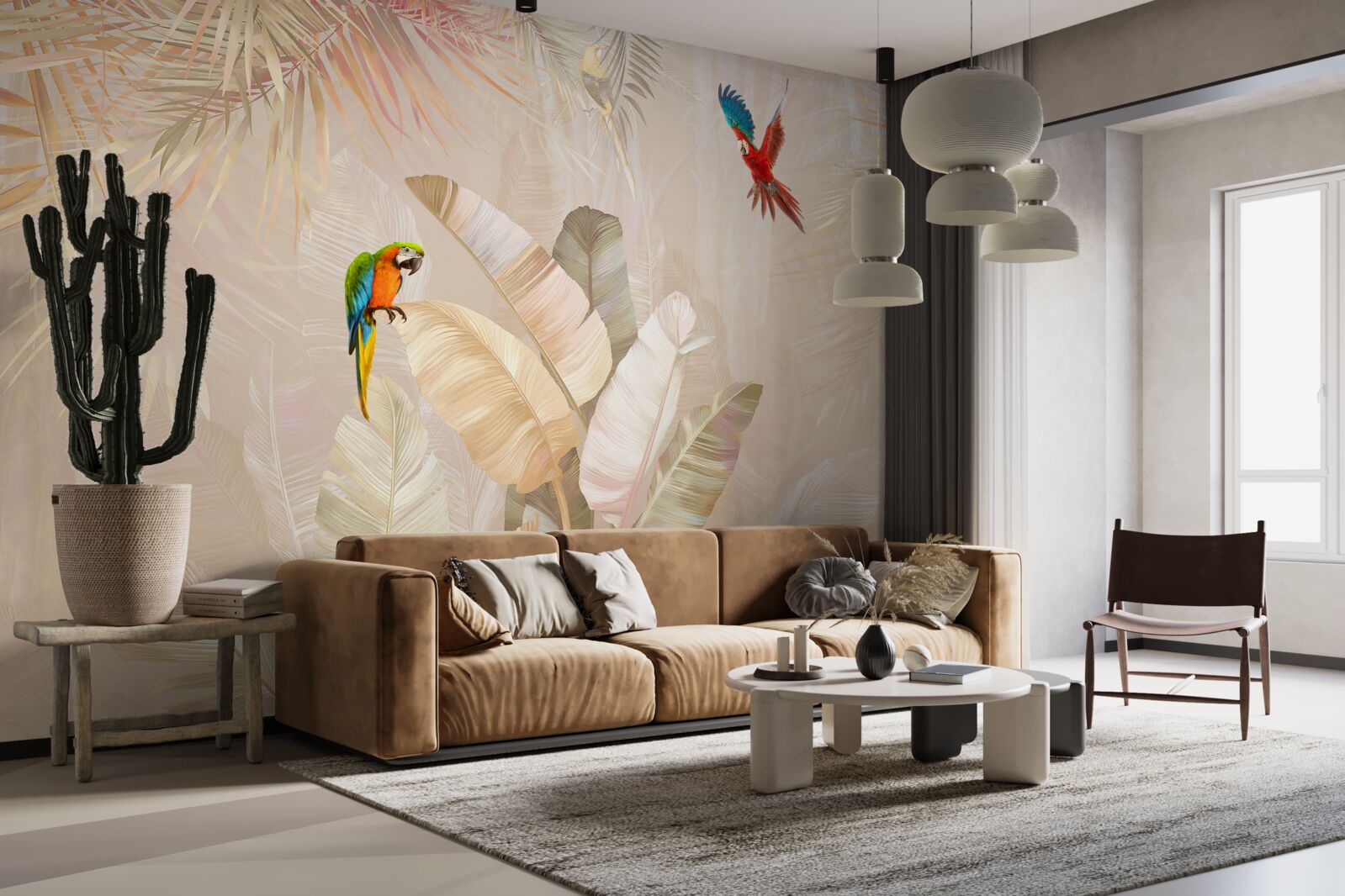 Fototapeta svetlá papraď slúži ako úkryt pre papagáje