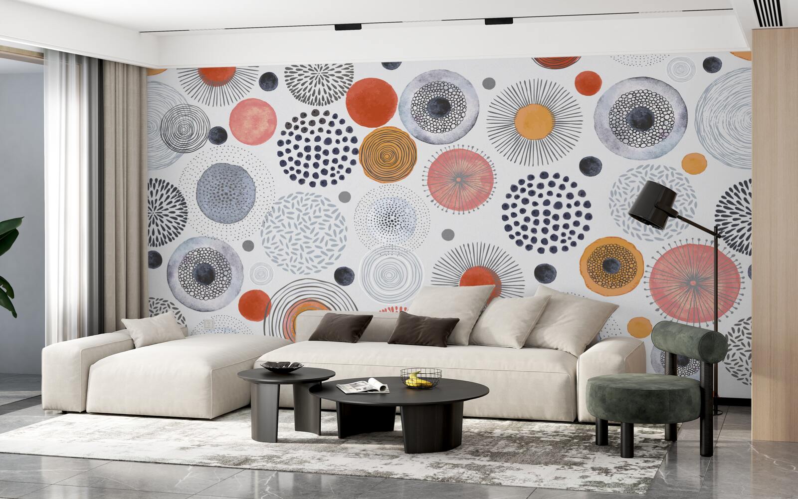 Fototapeta farebné koberce kontrastujúce so sivou